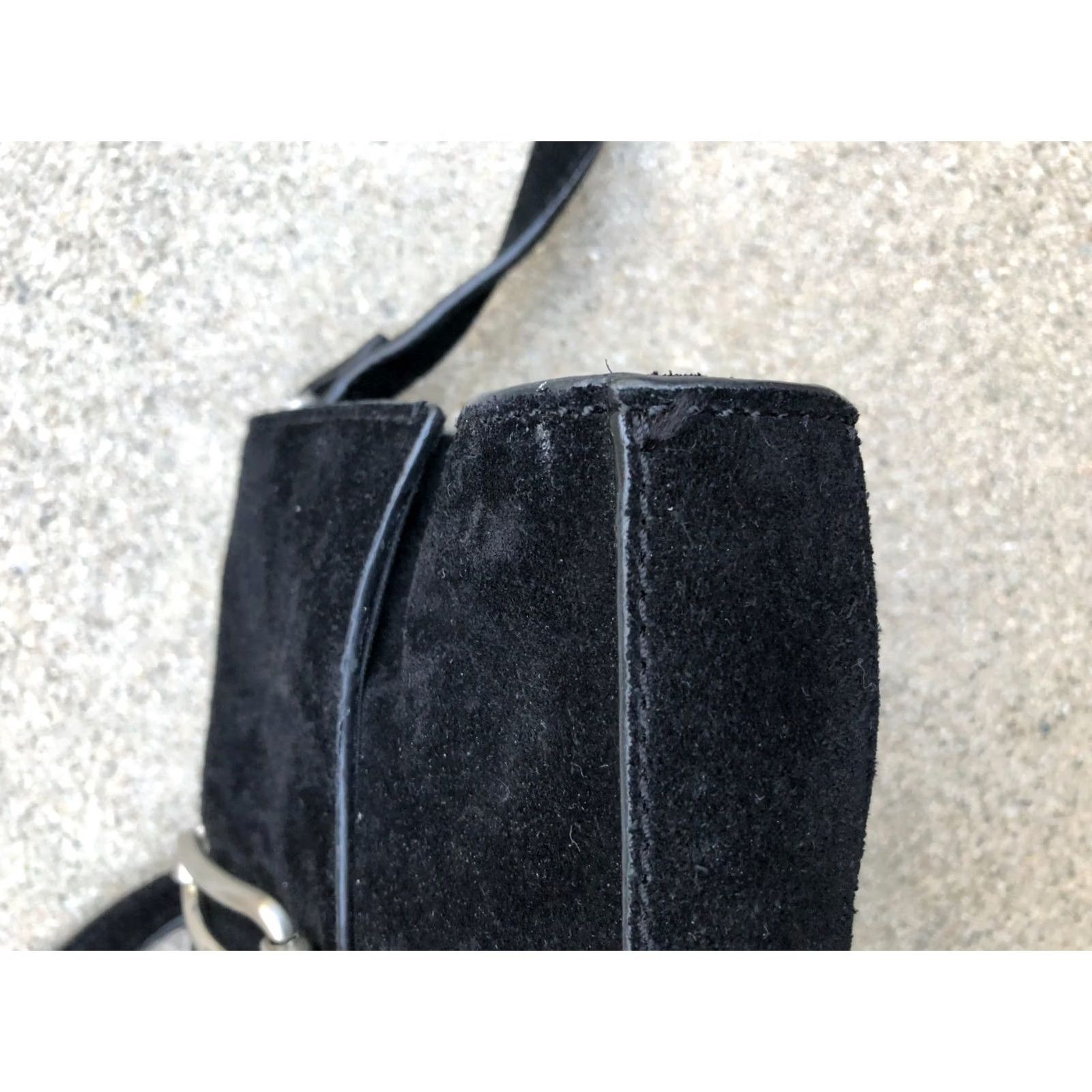 Zara ZARA WOMAN Leather Suede Crossbody Bag Black Buckle Purse Shoulder Bag" Size ONE SIZE - 7 Thumbnail