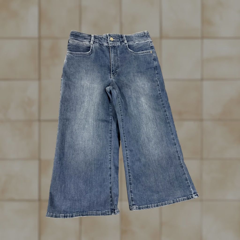 NYDJ NYDJ Jeans Womens 8P Petite Blue Wide-Leg Crop Lift Tuck Stretch Denim Coolmax Size 30" / US 8 / IT 44 - 1 Thumbnail