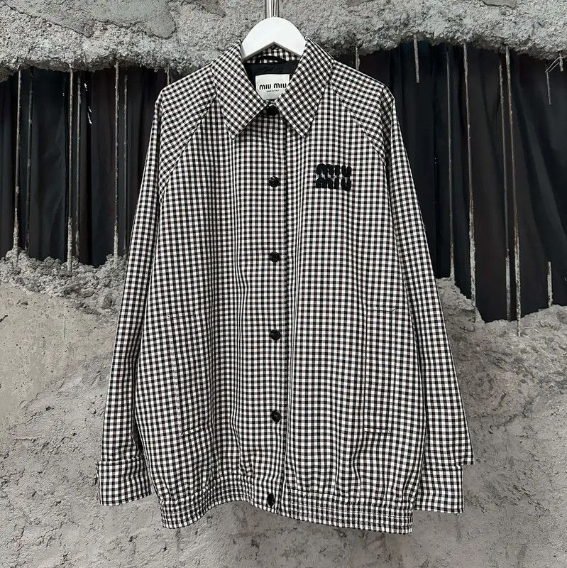 Miu Miu Miu Miu Checked Logo Women’s Jacket 0089 Size ONE SIZE - 1 Thumbnail