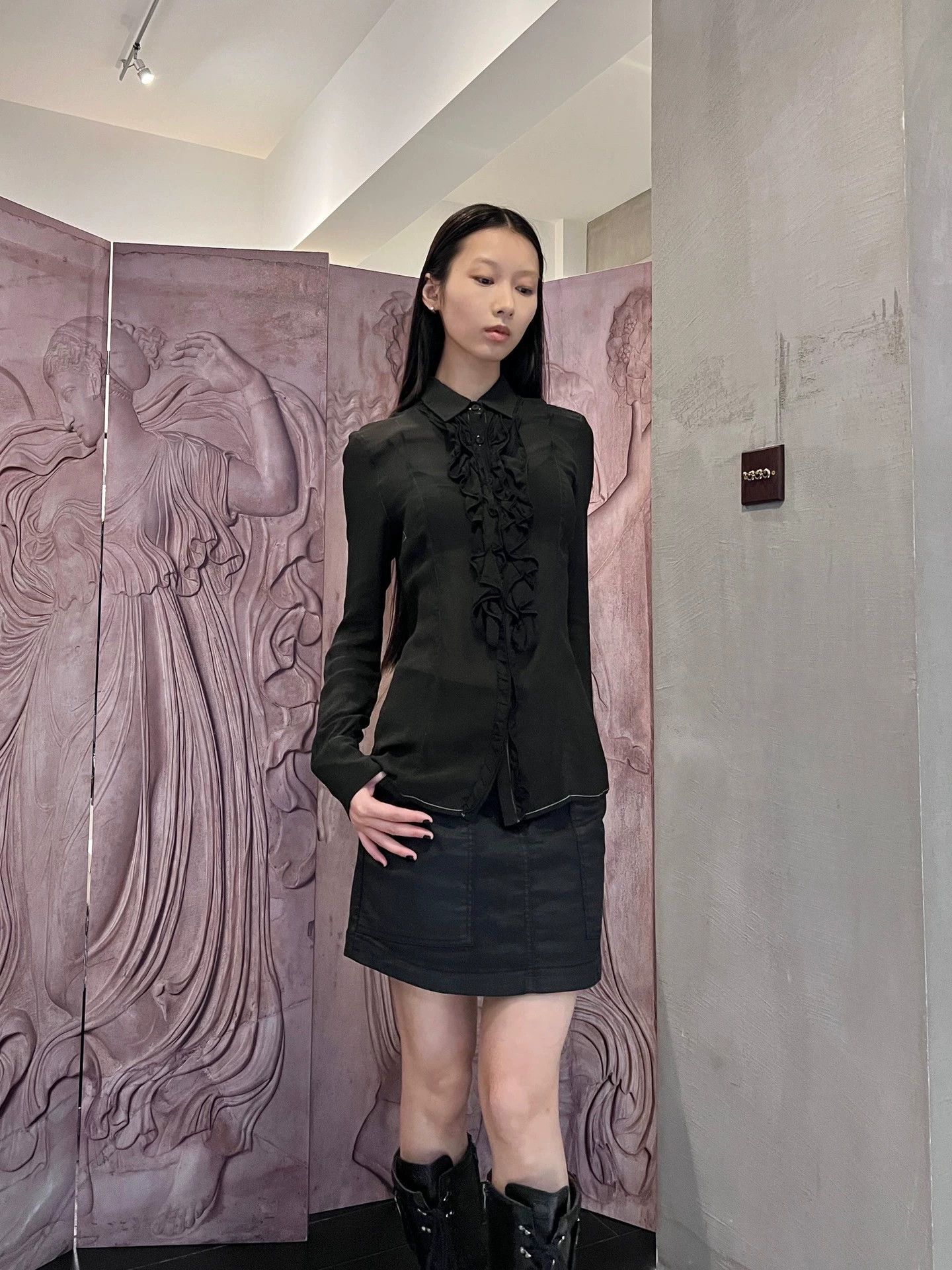 Other Vintage Italian Sheer Silk Chest Pleated Shirt 42 Size M / US 6-8 / IT 42-44 - 4 Thumbnail