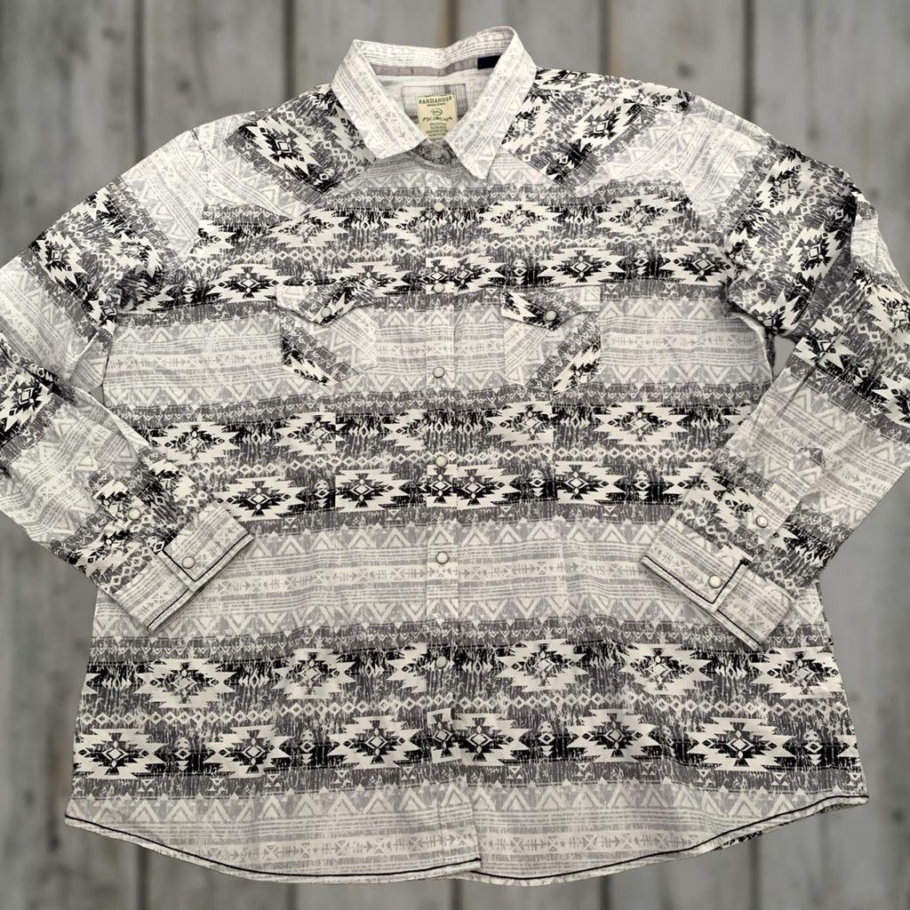 Vintage VINTAGE Panhandle Rough Stock Shirt Mens 2XL Gray Cotton Spandex Western Long Sleeve Stretch Pearl Snap Button-Up Shirt Mens Girls Size US XXL / EU 58 / 5 - 1 Thumbnail