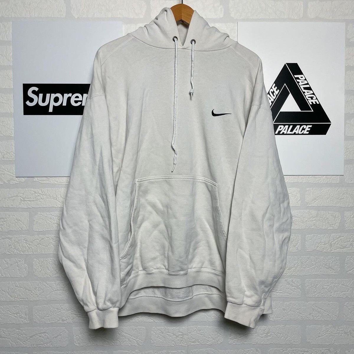 Nike × Vintage Vintage NIKE Drill Small Swoosh Boxy Fit Hoodie Made in USA Size US L / EU 52-54 / 3 - 1 Thumbnail