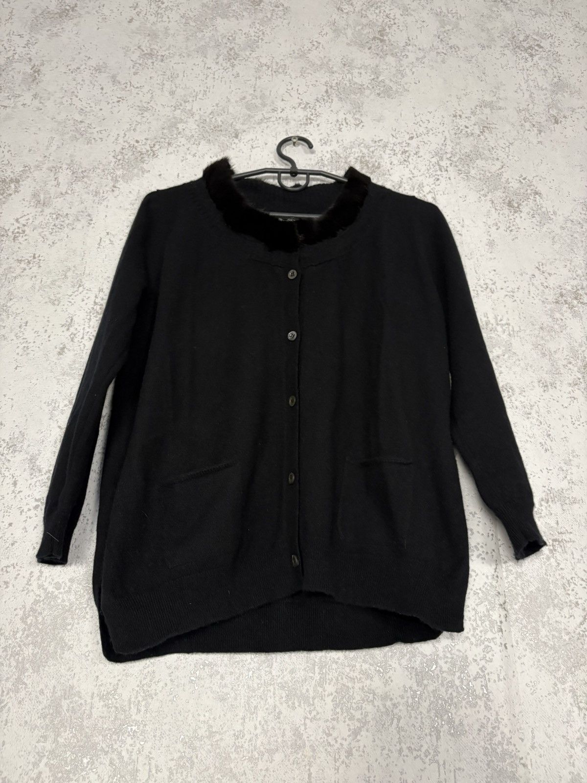 Prada Prada Milano Cashmere Cardigan Mink Fur Collar Black Size 46 Size L / US 10 / IT 46 - 3 Thumbnail