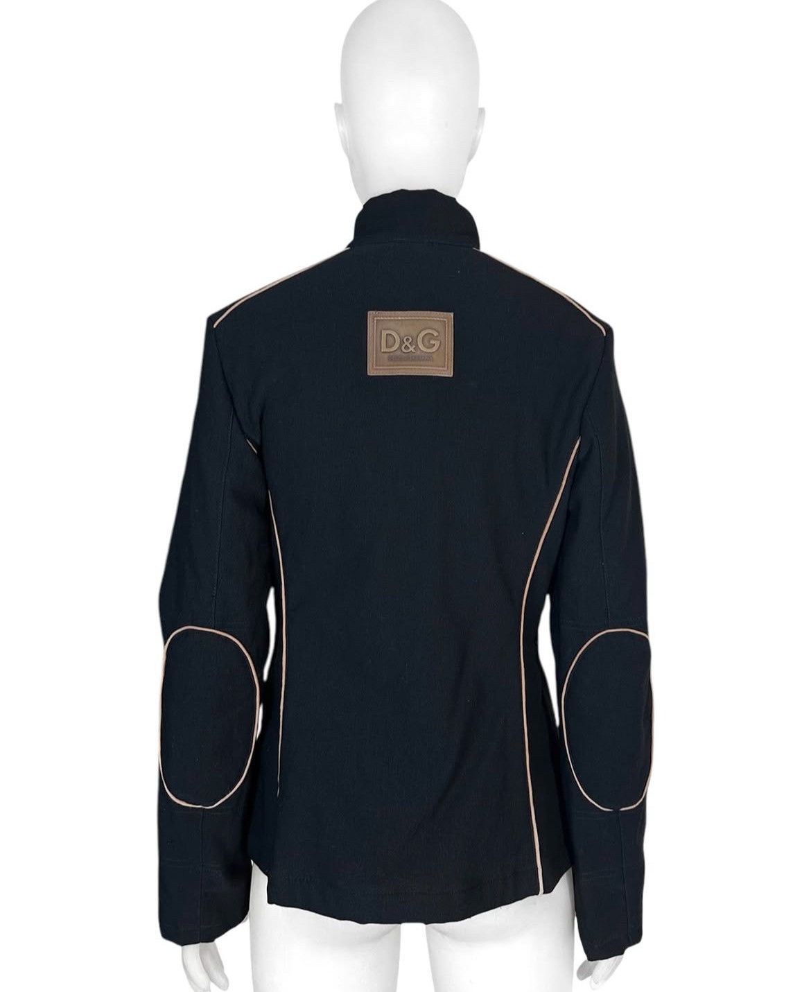 Dolce & Gabbana D&G Zipper Jacket Elbow Patches with beige stitching details Size US XS / EU 42 / 0 - 2 Thumbnail