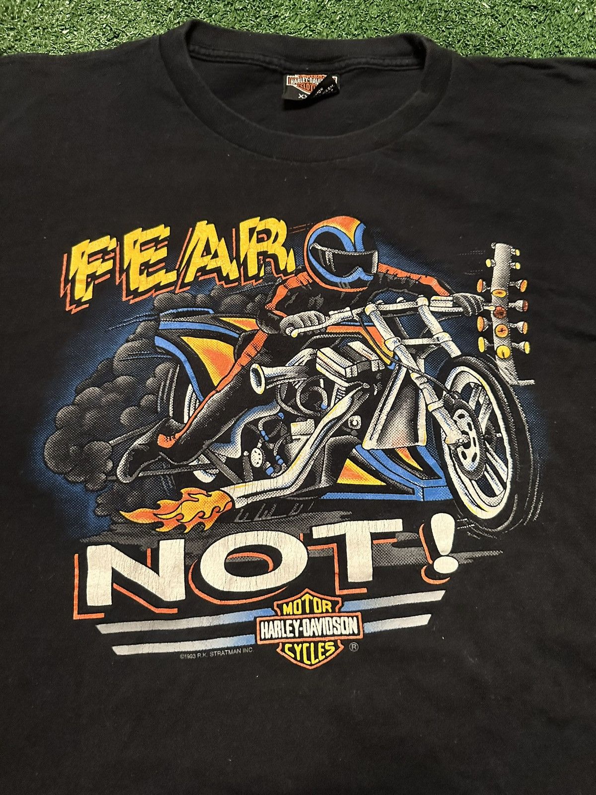 Harley Davidson Vintage 1993 Harley Davidson ‘Fear Not!’ Biker Racing Shirt Size US XXL / EU 58 / 5 - 1 Thumbnail