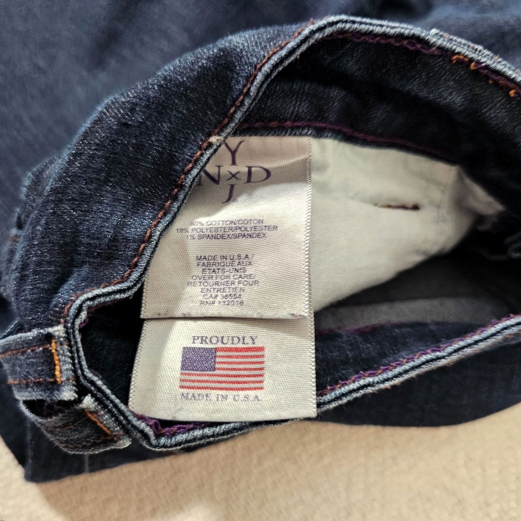 NYDJ VINTAGE NYDJ Marilyn Straight Jeans Womens 14 Blue Denim 31 Lift Tuck Stretch Slimming 5-Pocket Mono 31in Inseam Size 36" / US 14 / IT 50 - 4 Thumbnail