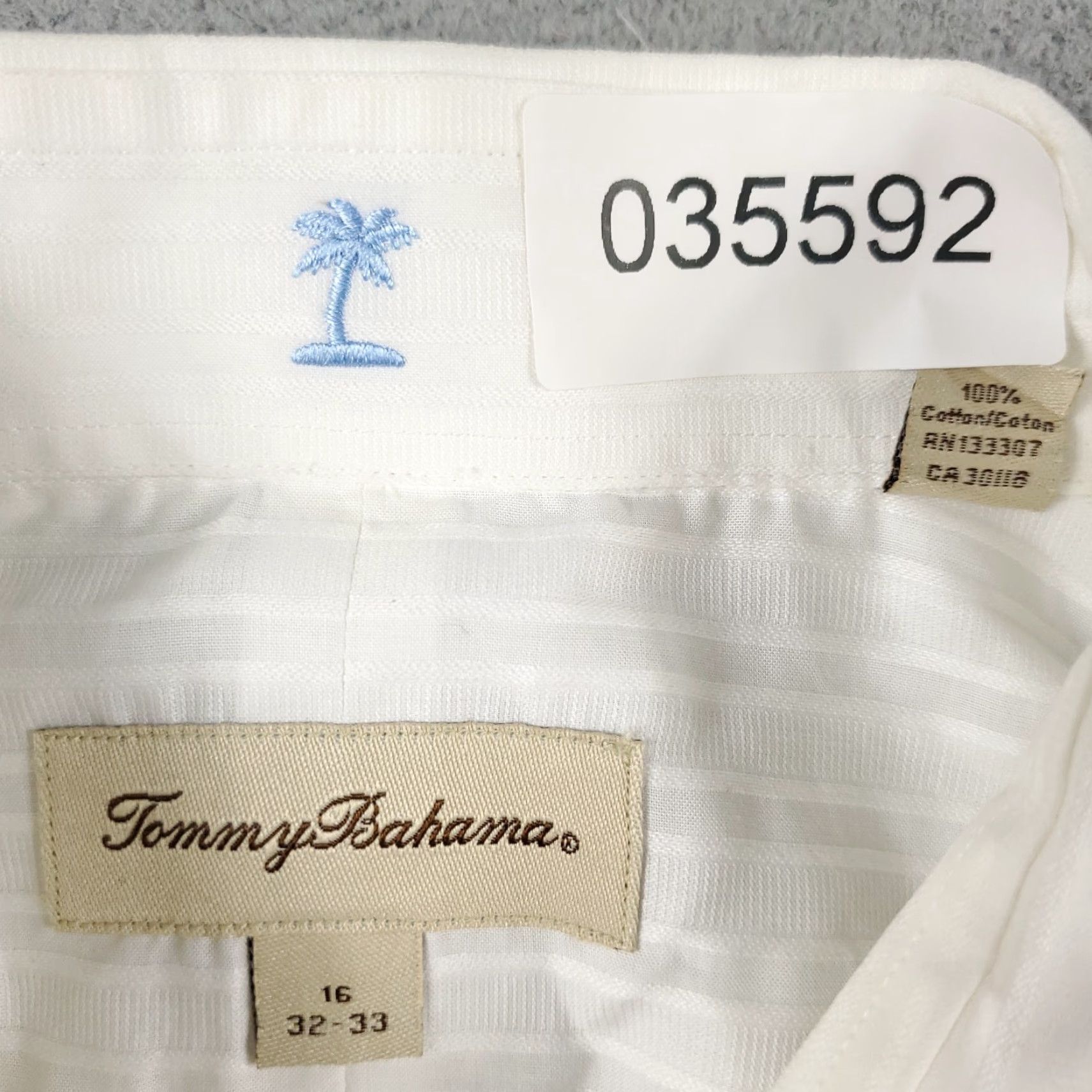 Tommy Bahama Tommy Bahama Shirt Mens Dress Shirt Striped Ivory 100% Cotton Long Sleeve Button Up Collared Size 42R - 7 Thumbnail