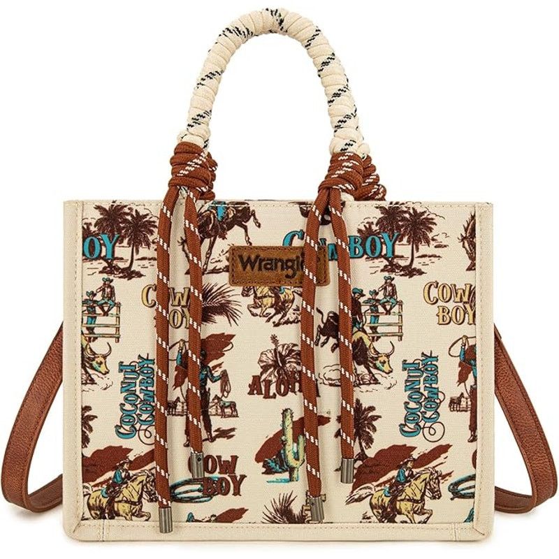 Wrangler New Wrangler Tan Canvas Aloha Coconut Tote/ Shoulder Bag Size ONE SIZE - 1 Thumbnail
