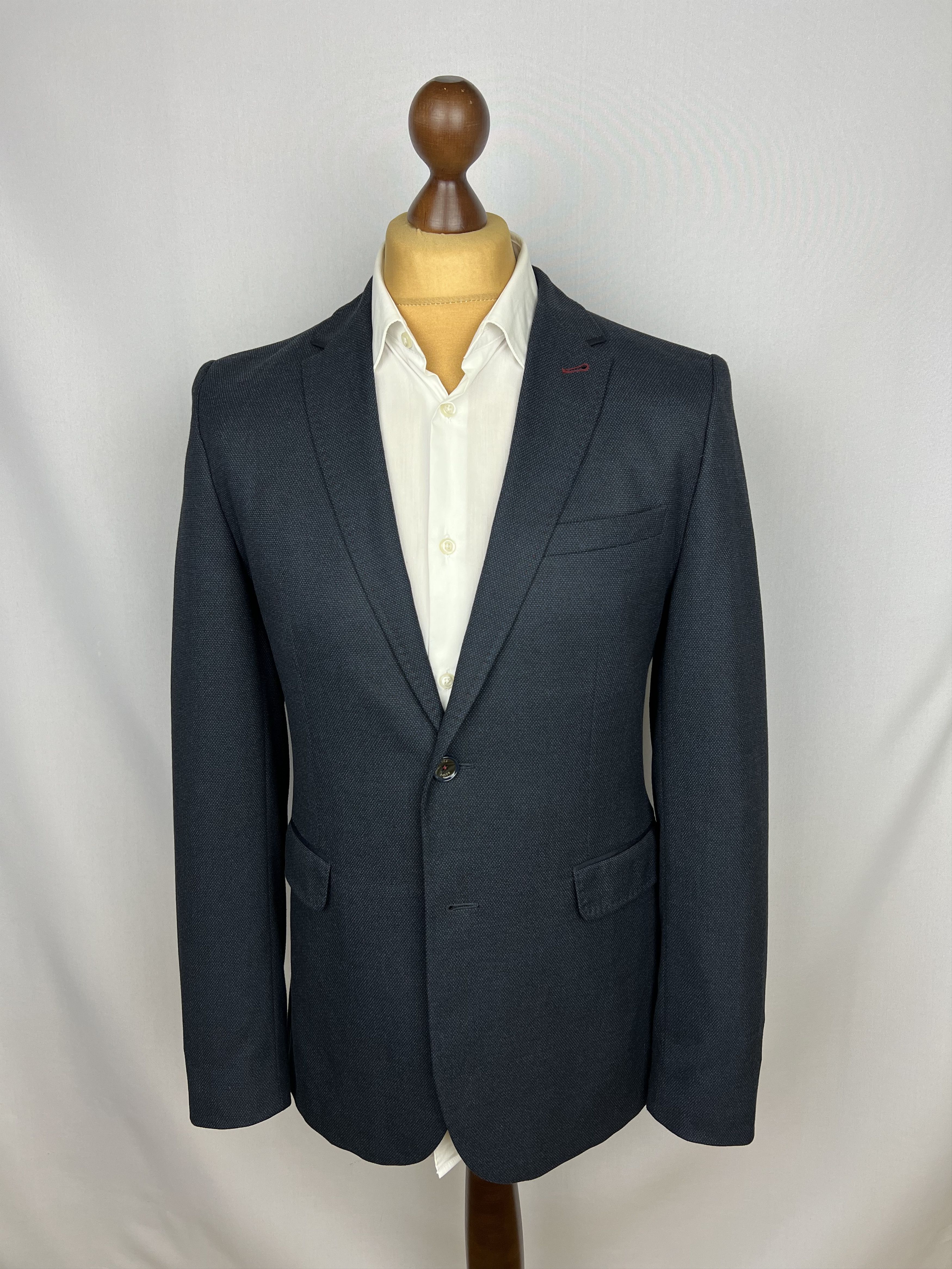 Ted Baker Solid Midnight-Blue Synthetic Blend Modern Sport Coat Size 40R - 1 Thumbnail