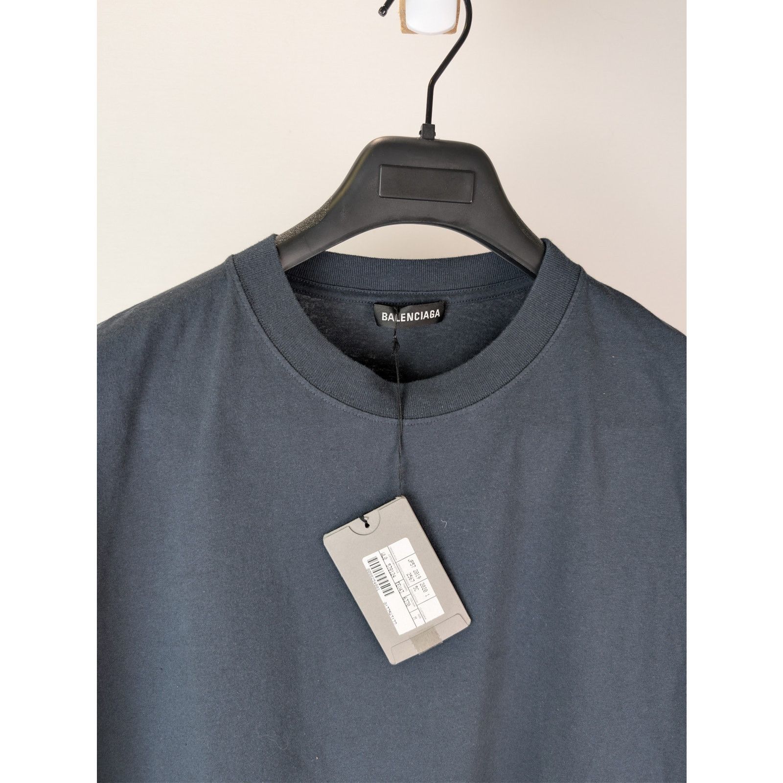 Balenciaga o1rshd1 Light Jersey Balenciaga Logo Top T-Shirt Washed Navy Size US M / EU 48-50 / 2 - 8 Thumbnail