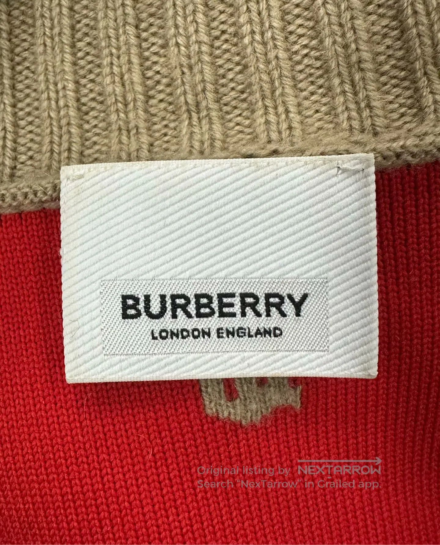 Burberry Burberry Khaki Printed Logo Knit Cardigan| Size S / US 4 / IT 40 - 3 Thumbnail