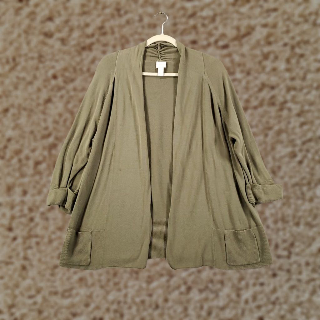 Vintage Chicos Cardigan Womens XL Green Lightweight Open Front Stretchy Chicos 3 Cardigan Women XL Green Lightweight Open Front Stretchy Chicos Size XL / US 12-14 / IT 48-50 - 1 Thumbnail
