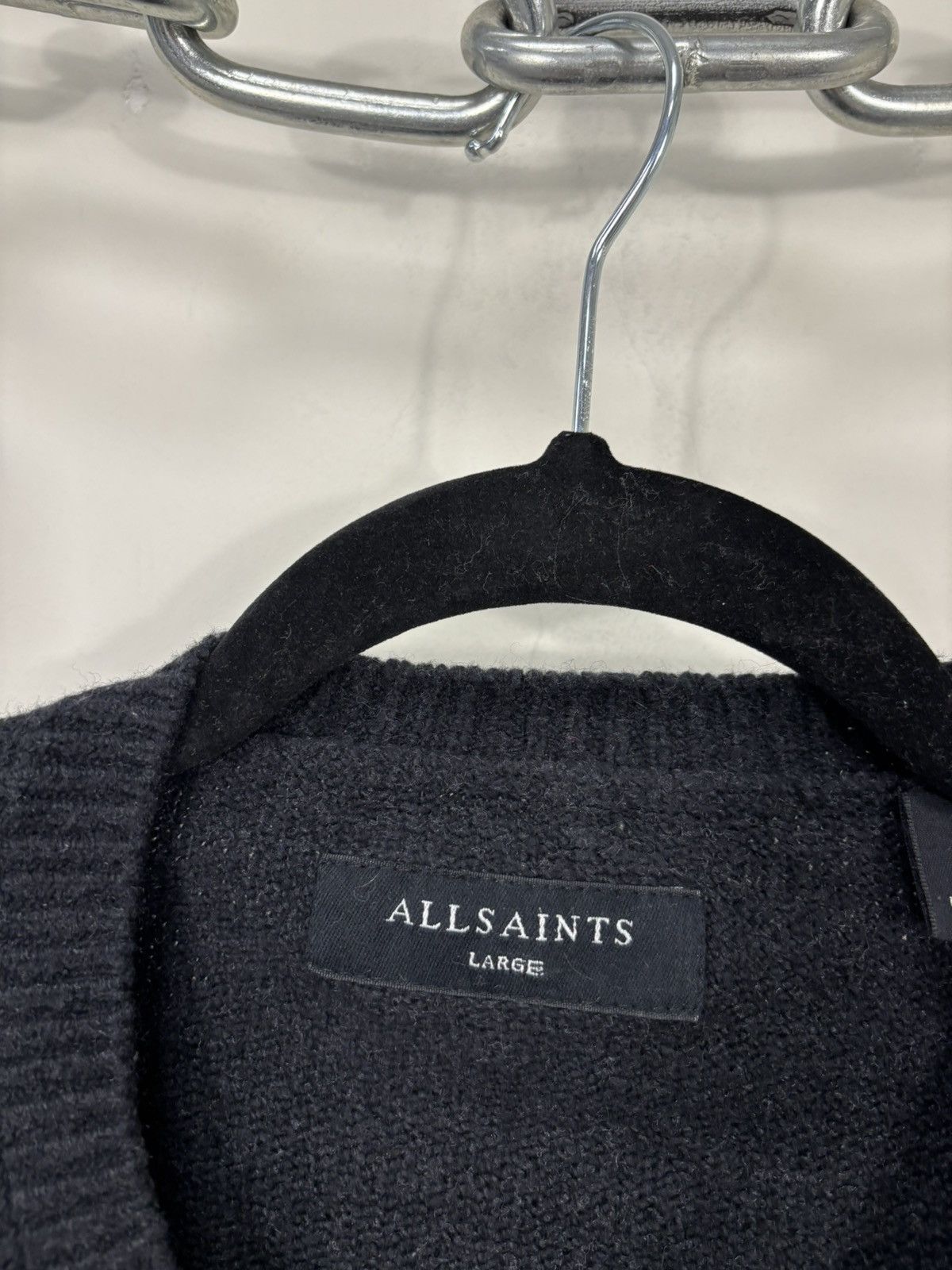 Allsaints AllSaints Men’s Olnar Crew Black/Grey Cotton Blend Sweater Size US L / EU 52-54 / 3 - 6 Thumbnail