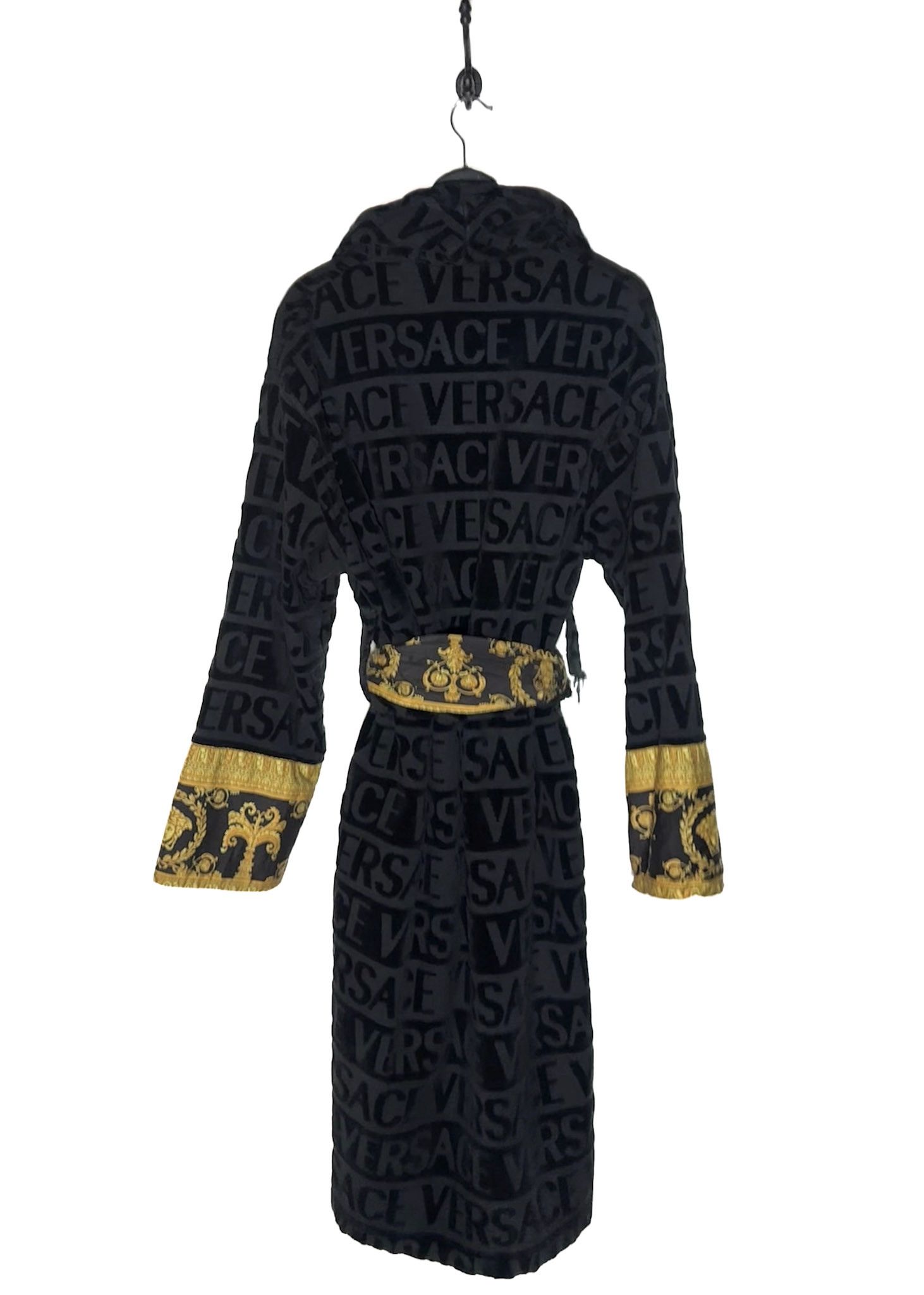 Versace Versace Black I Love Baroque Logo Bathrobe Size US L / EU 52-54 / 3 - 3 Thumbnail