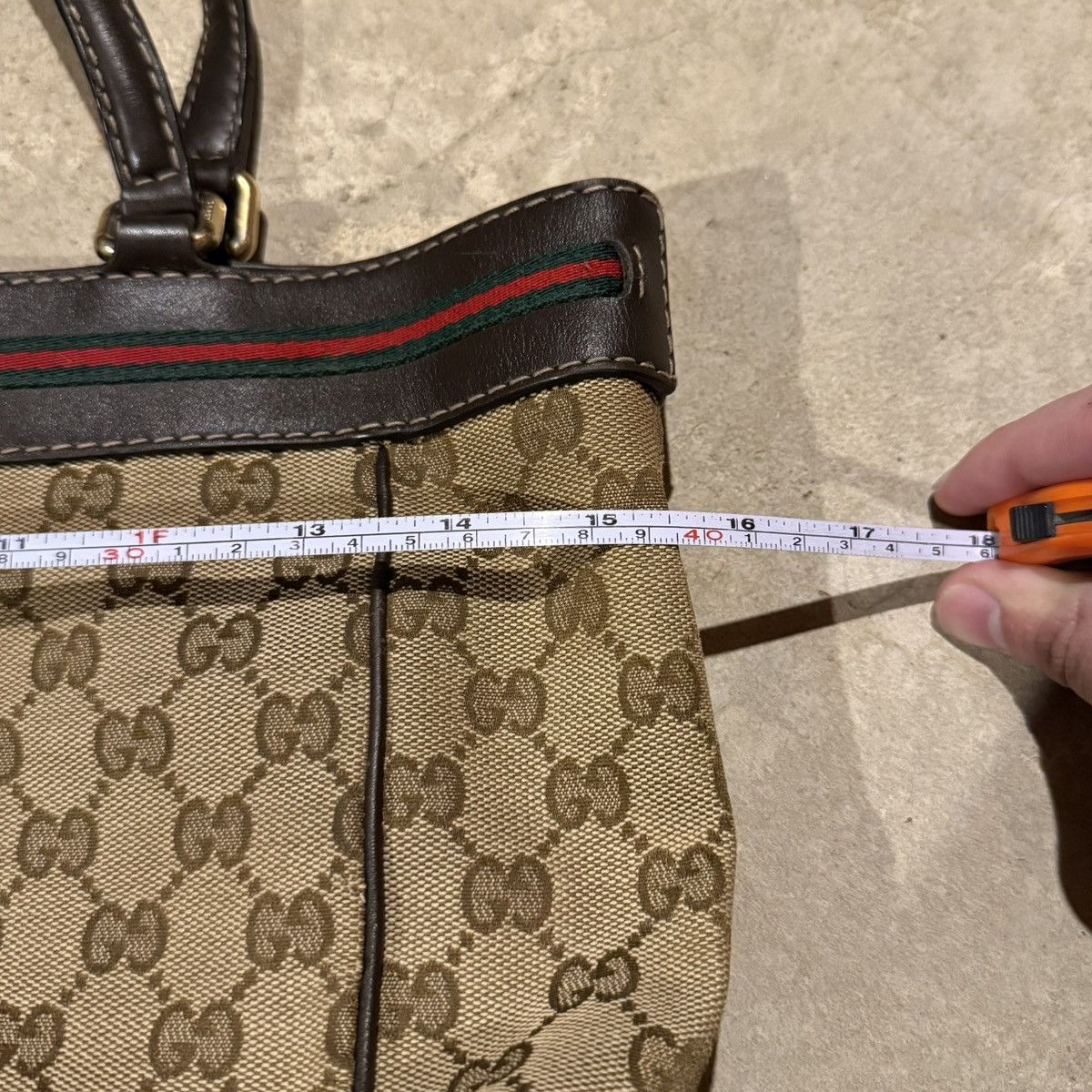 Gucci Vintage Gucci Mayfair Sherry Web Stripe GG Canvas Tote Bag Size ONE SIZE - 18 Thumbnail