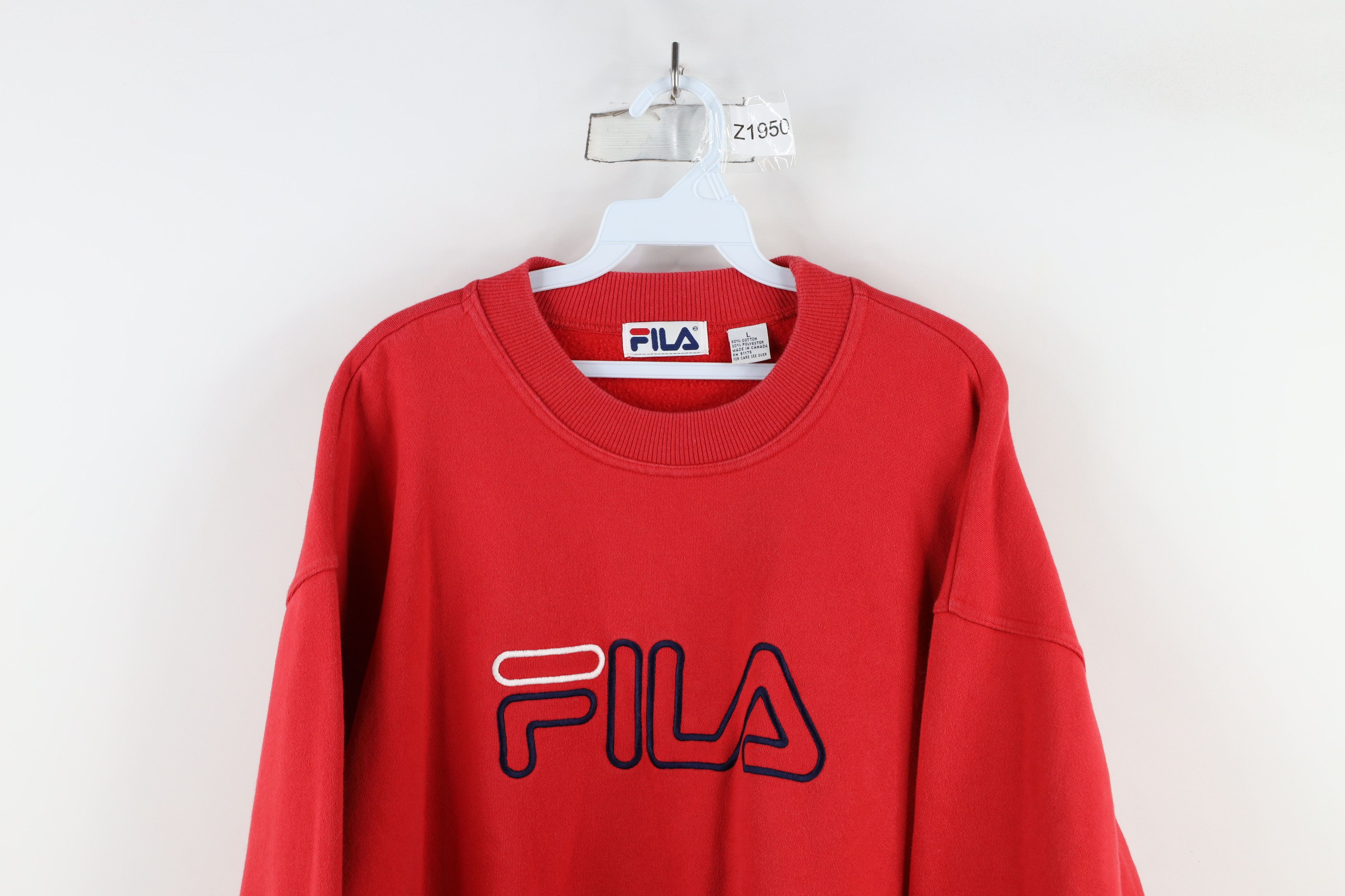 Vintage Vintage 90s FILA Spell Out Big Logo Crewneck Sweatshirt Red Size US L / EU 52-54 / 3 - 2 Thumbnail