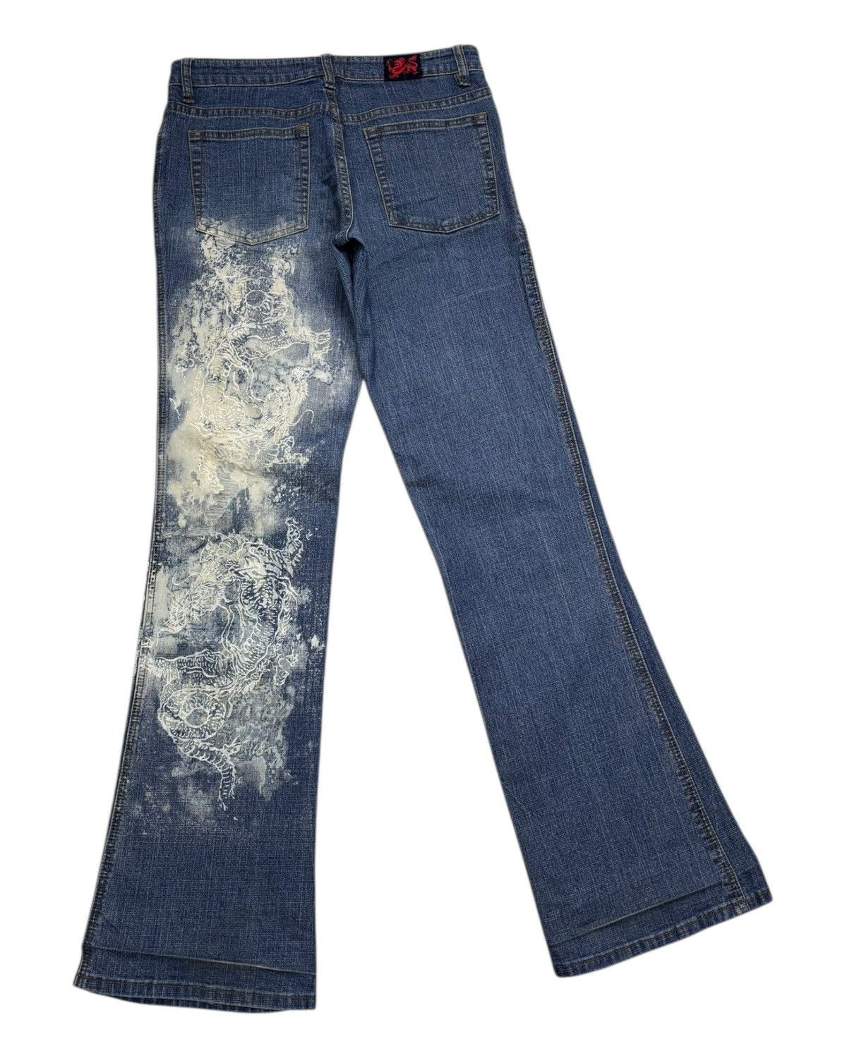 If Six Was Nine × Kapital Vintage Japanese Dragon Embroidery Gouk Flare Jeans Distress Size US 29 - 4 Thumbnail