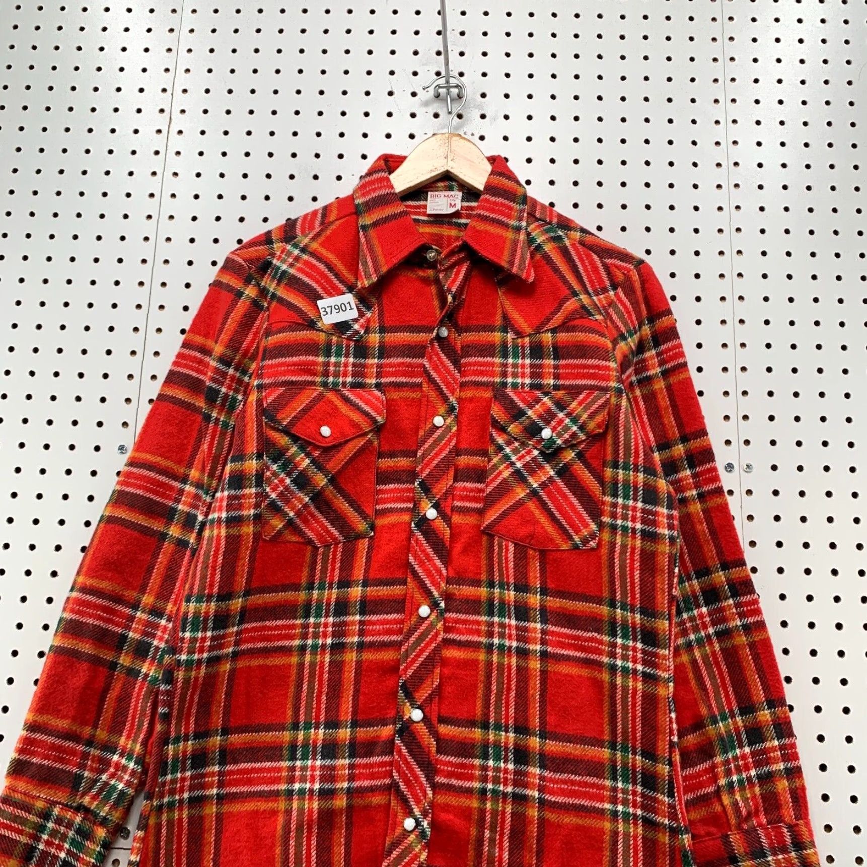 Vintage Big Mac 70s Flannel Shirt Men's Medium Red Plaid Western
