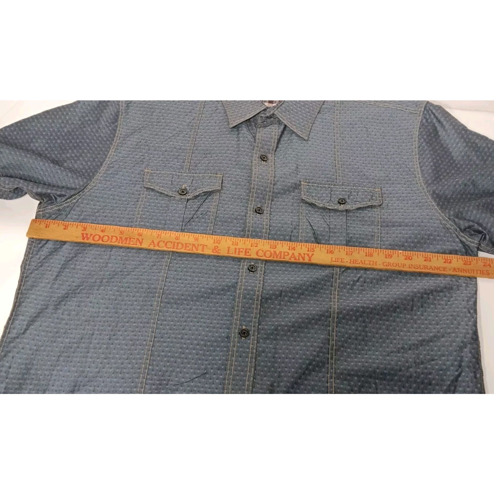 Johnston & Murphy Johnston & Murphy Shirt Men L Slim Blue Diamond Woven Cotton Button Up Short Sleeve Collared Button-Front Shirt Size US L / EU 52-54 / 3 - 6 Thumbnail