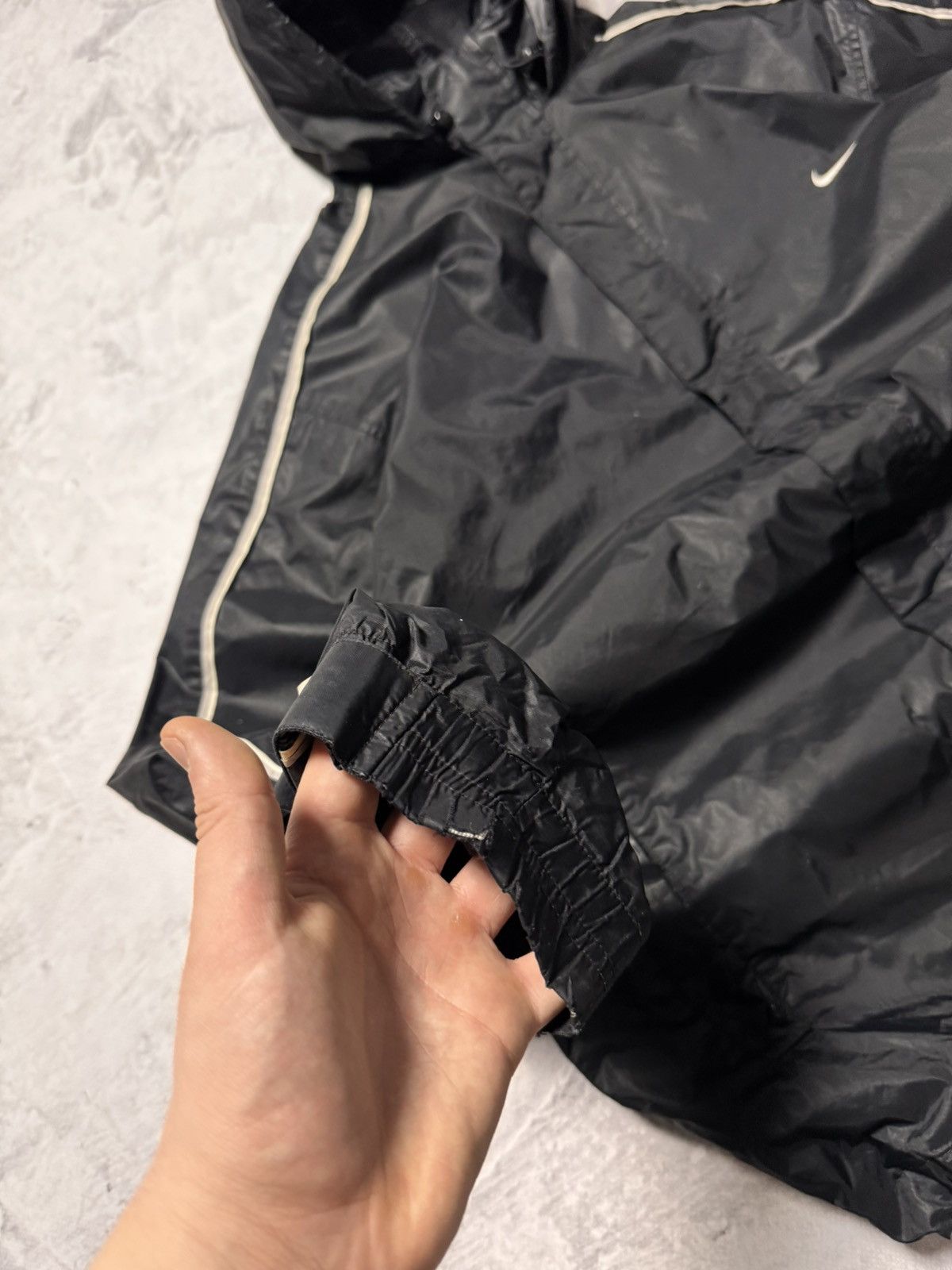 Nike × Vintage 00s Nike Vintage Nylon Oversize Drill Hooded Jacket Y2K Size US L / EU 52-54 / 3 - 4 Thumbnail