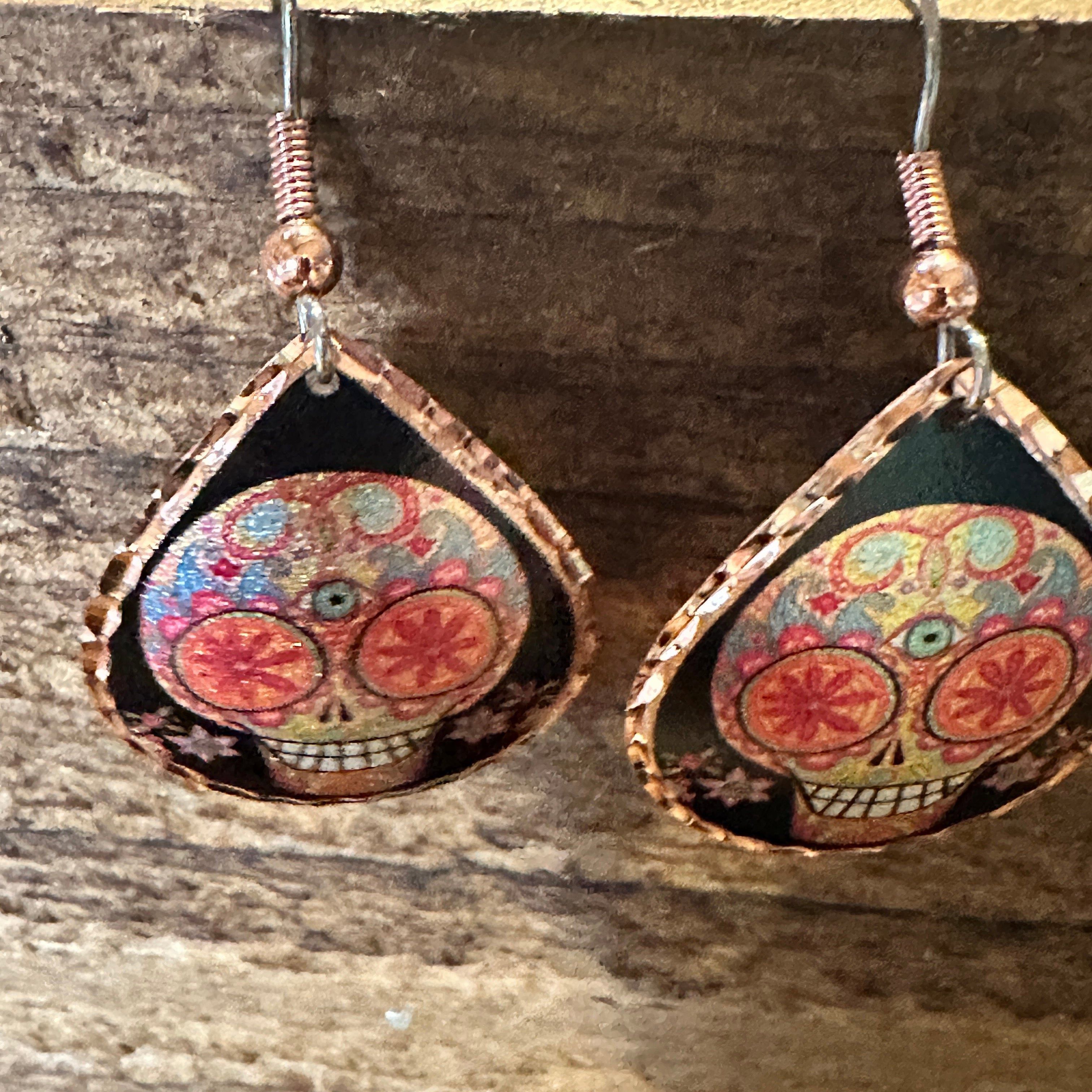 Other Handmade Boho Copper Earrings, Day of The Dead Wire Earrings Size ONE SIZE - 3 Thumbnail