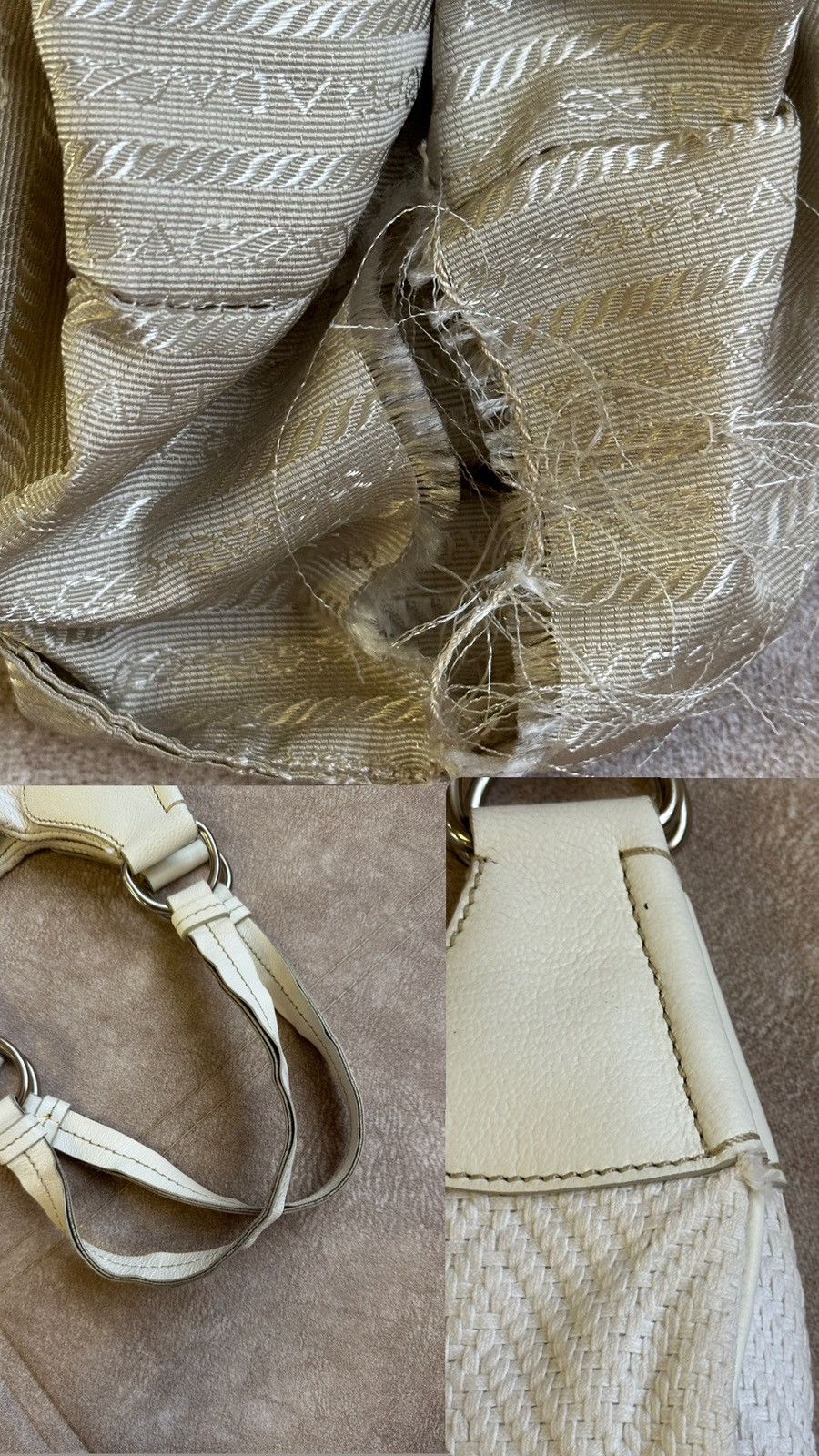 Authentic PRADA Vintage Shoulder Purse Black/Gold Woven