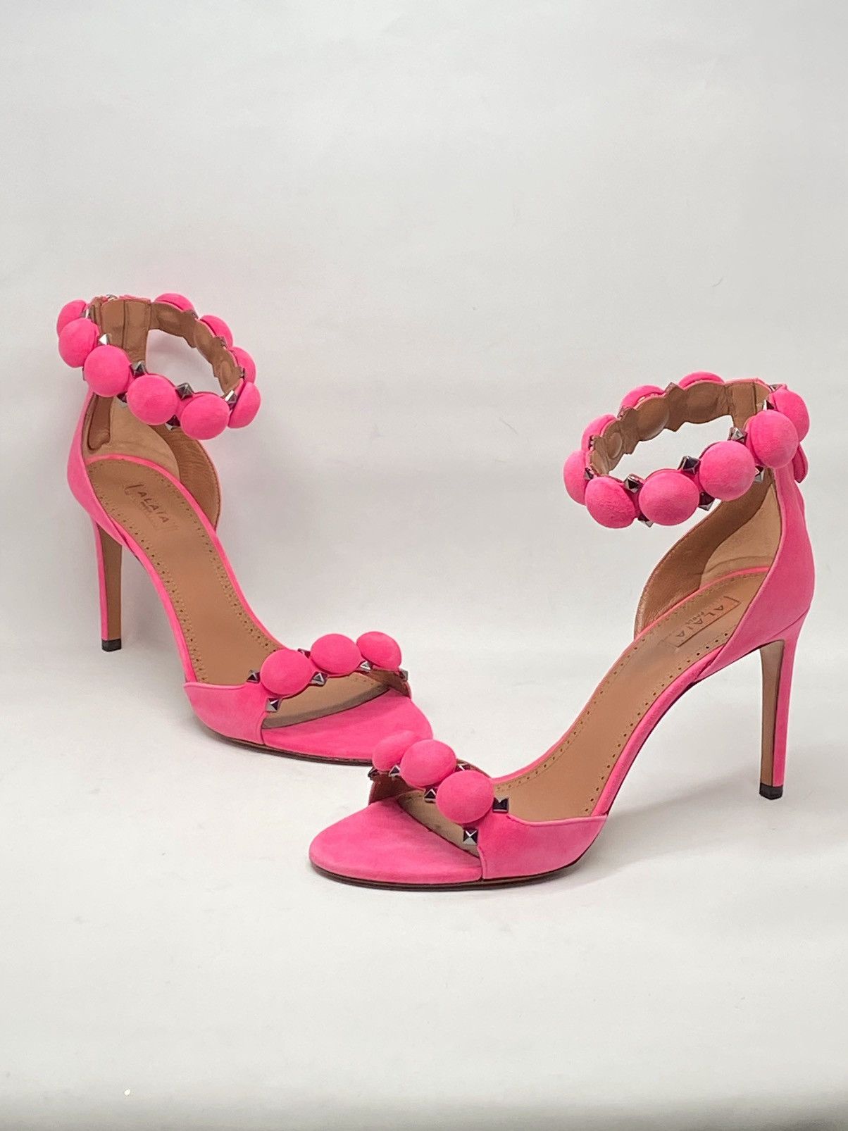 Alaia Alaia Bombe 90 Studded Suede Leather Sandals size 38.5 Size US 8.5 / IT 38.5 - 4 Thumbnail