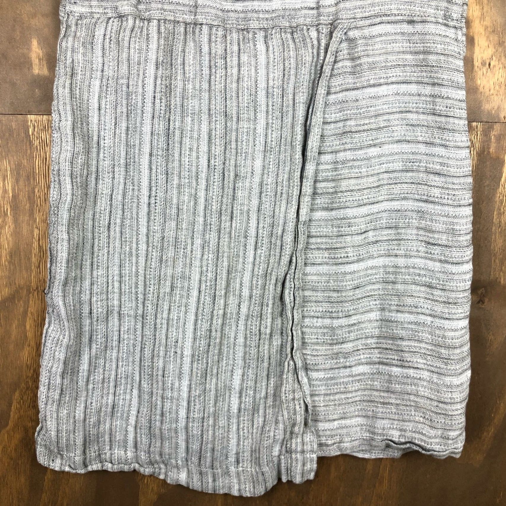 Vintage Pure Jill Dress Gray White Striped Linen Shift Petite Sleeveless Midi SP Womens Shift Dress Size S / US 4 / IT 40 - 3 Thumbnail