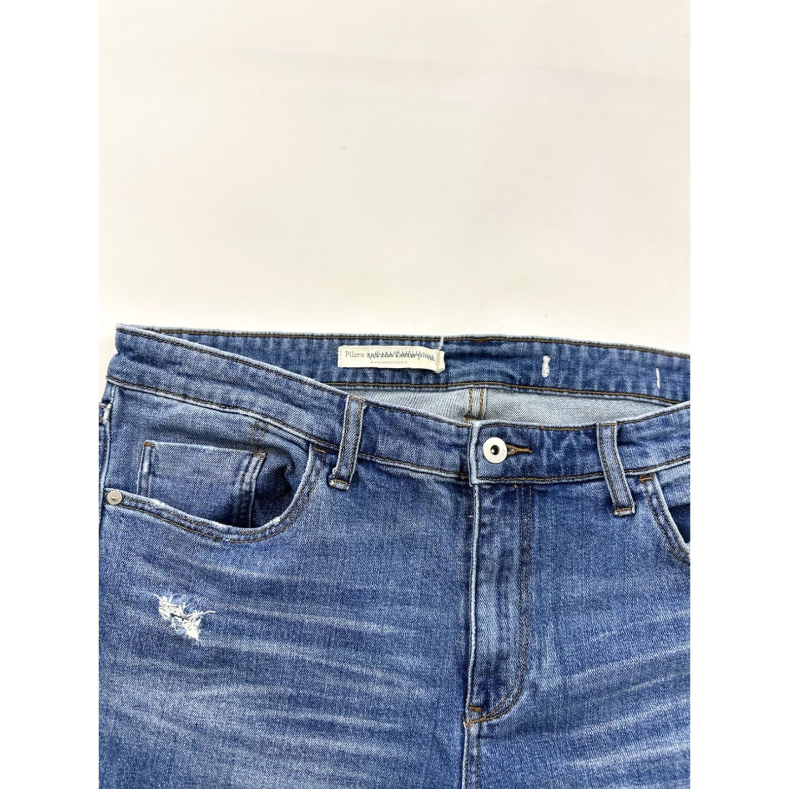 Anthropologie VINTAGE Pilcro And The Letterpress Jeans 36 Blue Skinny Women Adult 36 Blue Solid Lace Up Pockets Stretch Slimming Size 25" / US 0 / IT 36 - 3 Thumbnail