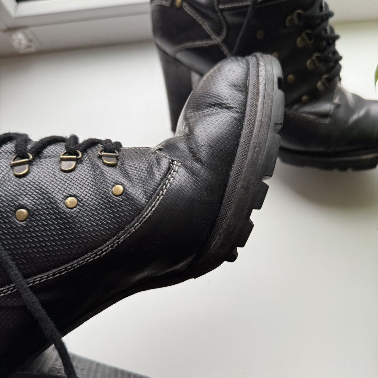 Jil Sander 📌Vintage Jil Sander Leather Avant-Garde Lace-up Heeled Boots Size US 11 / IT 41 - 12 Thumbnail