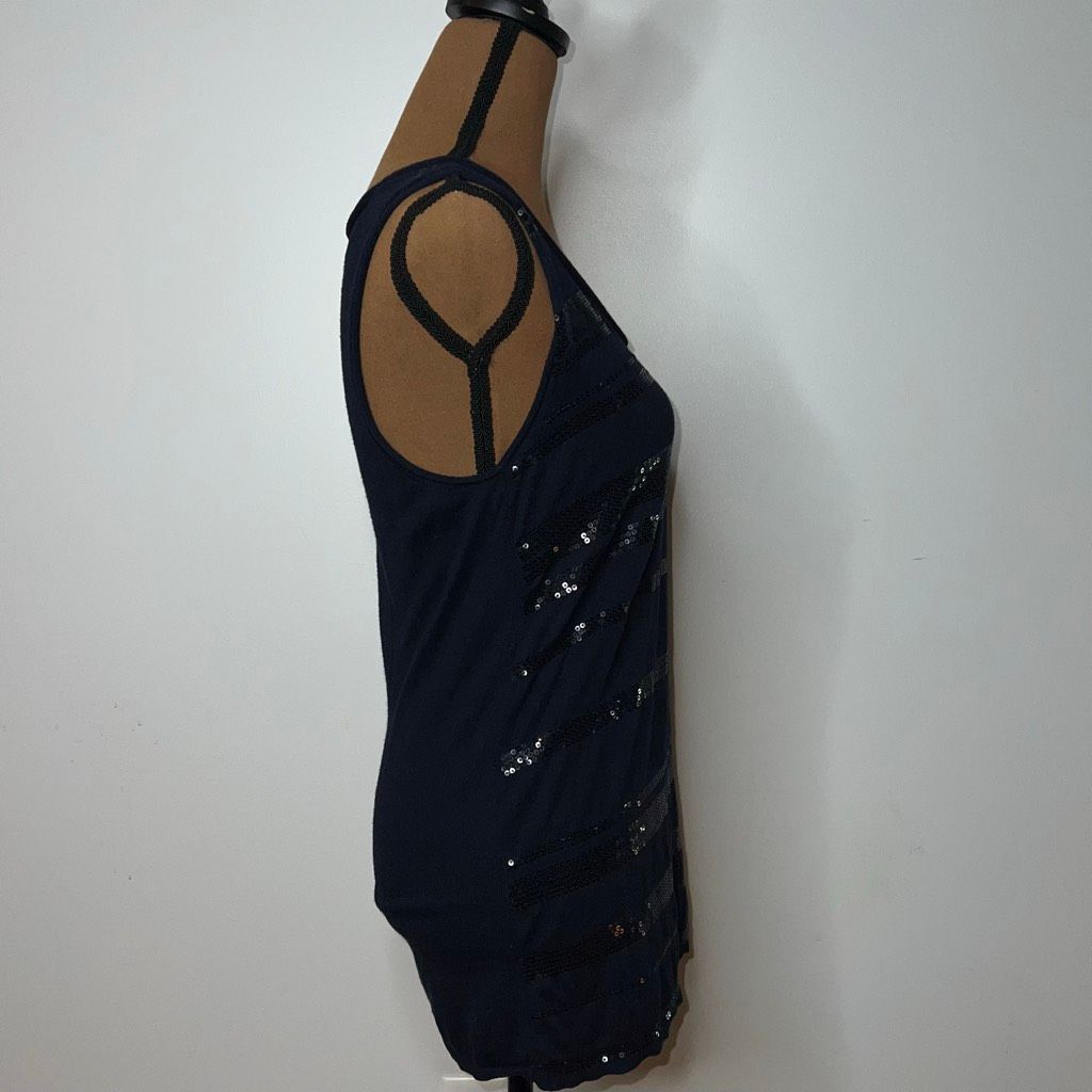 Banana Republic Banana Republic, Navy Blue Front Sequin Striped Long Tank, Women’s Small Size S / US 4 / IT 40 - 5 Thumbnail