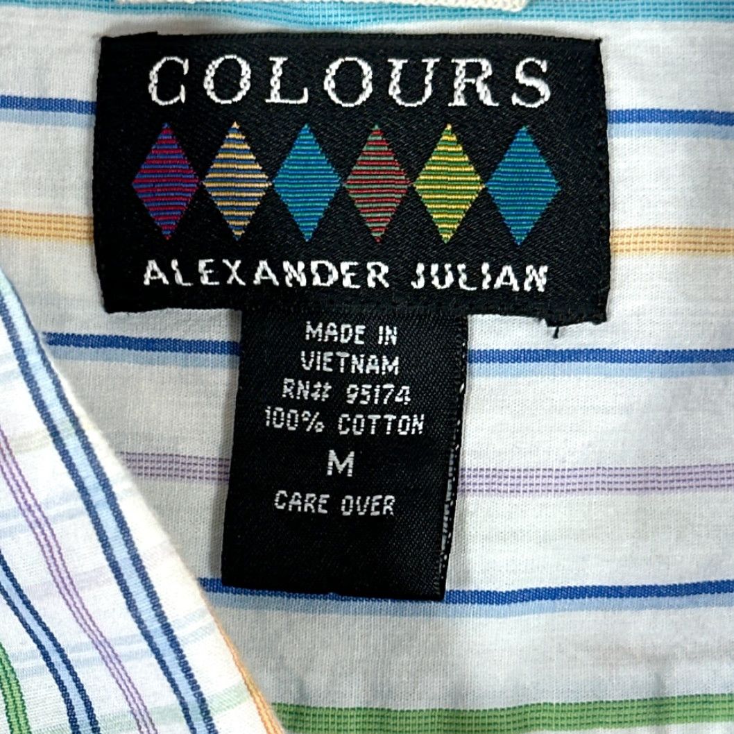 Alexander Julian Colours By Alexander Julian Shirt Adult MEDIUM White Purple Pastel Stripes Y2K Size US M / EU 48-50 / 2 - 6 Thumbnail