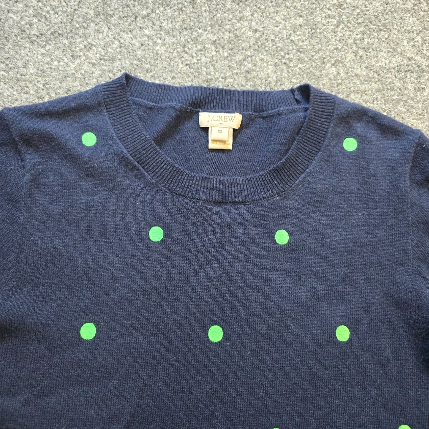 J.Crew J.CREW Sweater Women XS Merino Wool Crew Neck Polka Dot Capsule Casual Pullover Light Weight Knit Regular Womens XS Blue Polka Dot Vintage: No Size XS / US 0-2 / IT 36-38 - 2 Thumbnail