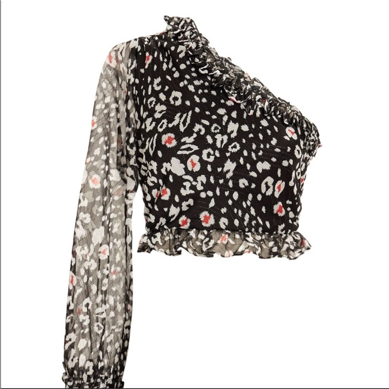 Anthropologie NEW REVOLVE Black White One Shoulder Tie Top Blouse Shirt Size M / US 6-8 / IT 42-44 - 5 Thumbnail