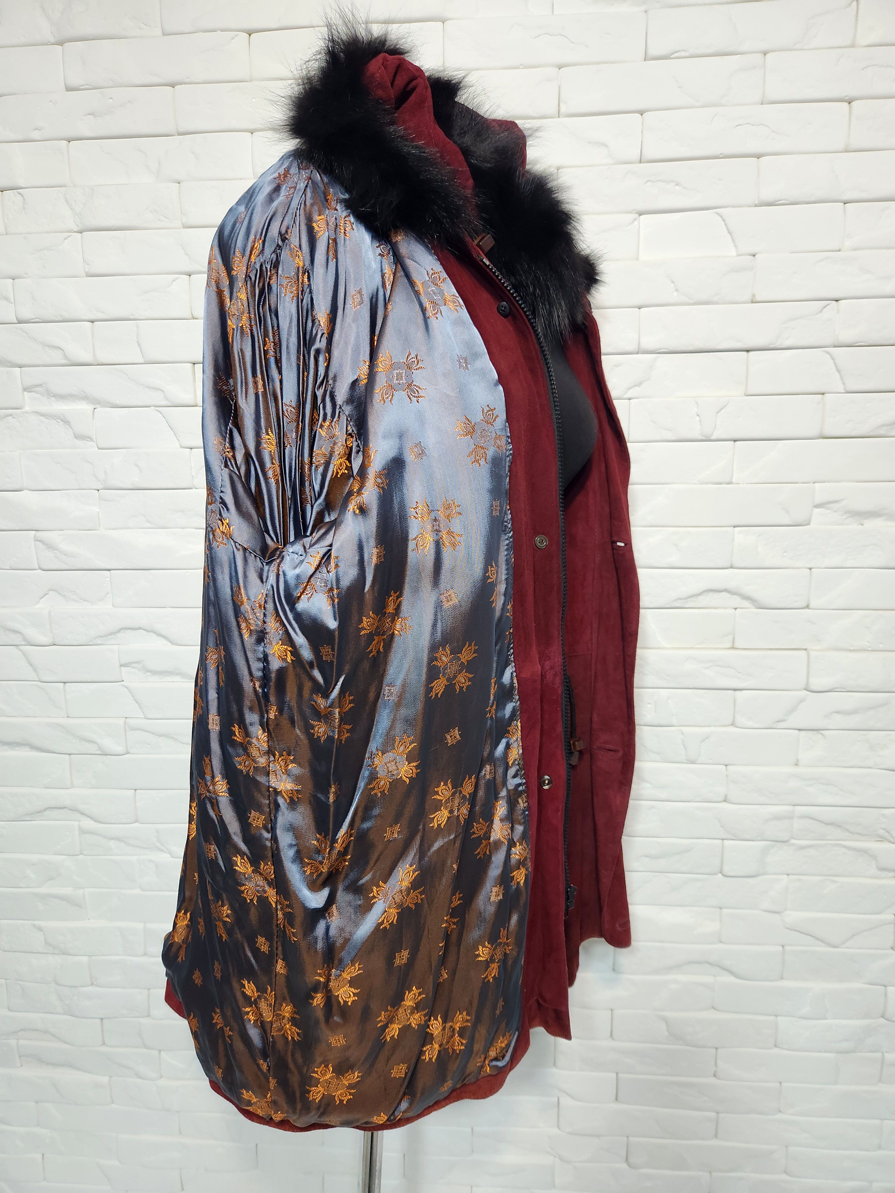 Genuine Leather Burgundy Suede Leather Jacket: Women's Hooded Jacket Size 3XL / US 20-22 - 9 Thumbnail