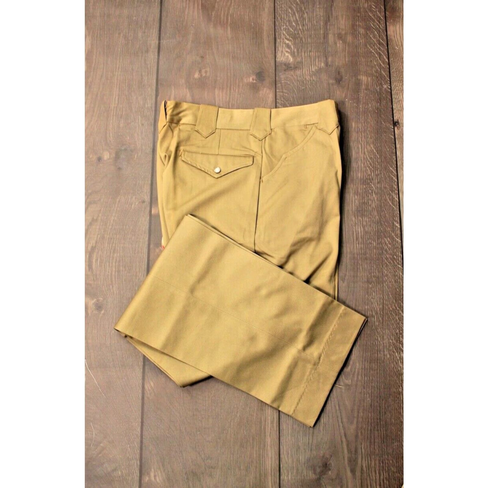 Vintage VINTAGE Mens Stephens Western Slacks 28x34 Dark Khaki 1960s Flare Leg Cotton Size US 28 / EU 44 - 2 Thumbnail