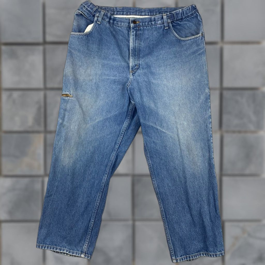 Vintage VINTAGE L.L. Bean Jeans Mens 38 Blue Wide Leg Pocket Zip Stretch Waist Denim 5-Pocket Mens Jeans Size US 38 / EU 54 - 1 Thumbnail