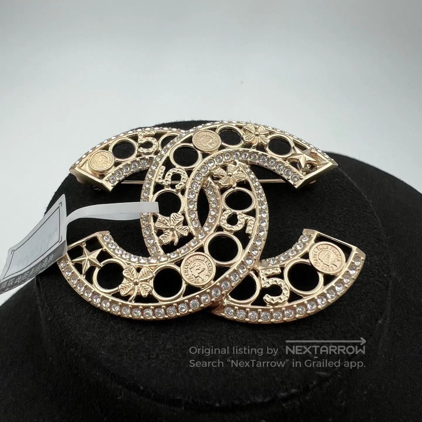 Chanel Chanel Hollow Double-C Flash Diamond Brooch Size ONE SIZE - 1 Thumbnail