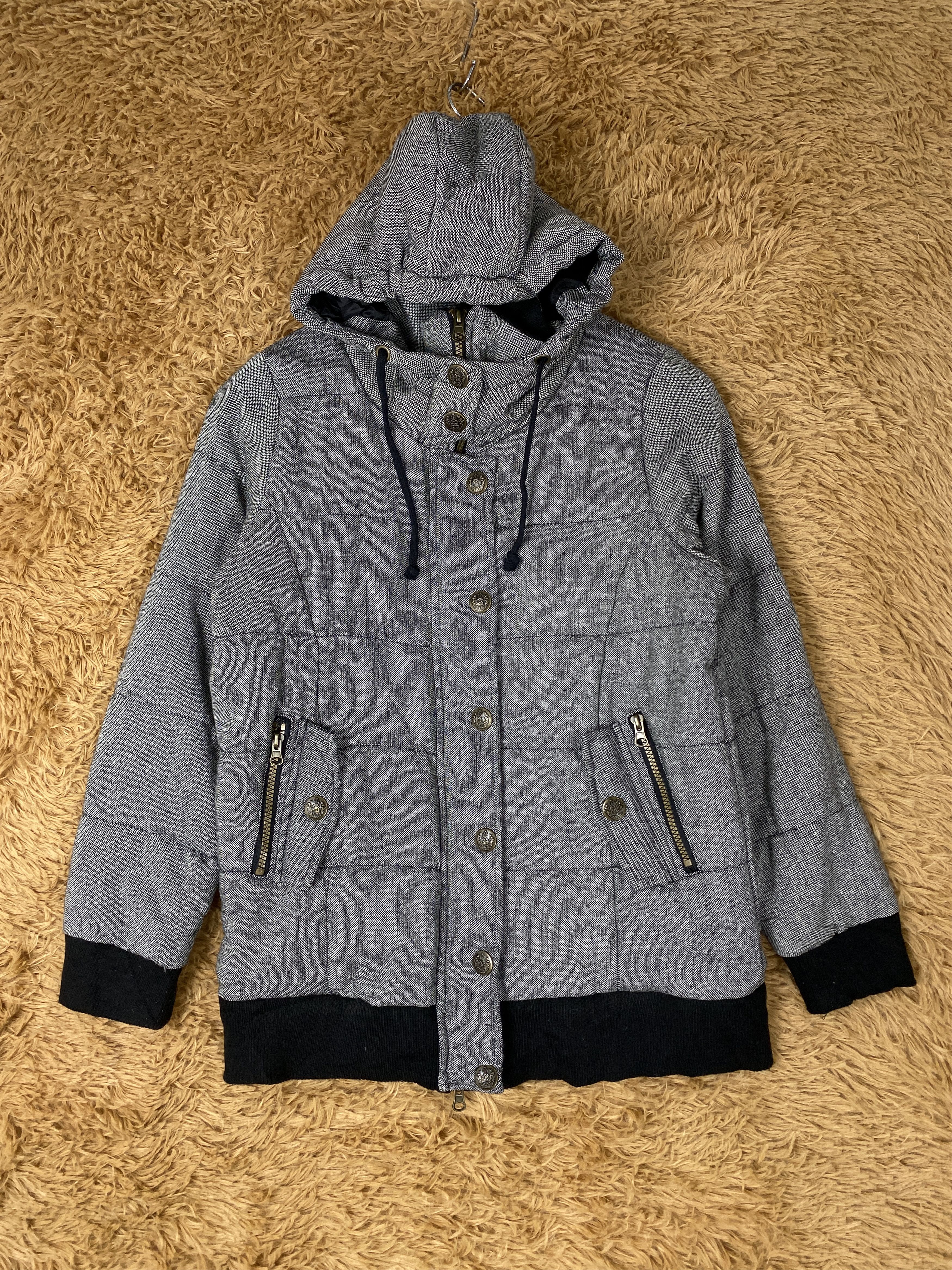 Image of Vintage Gyle Puffer Hoodie Jacket in Grey, Men's (Size Small)