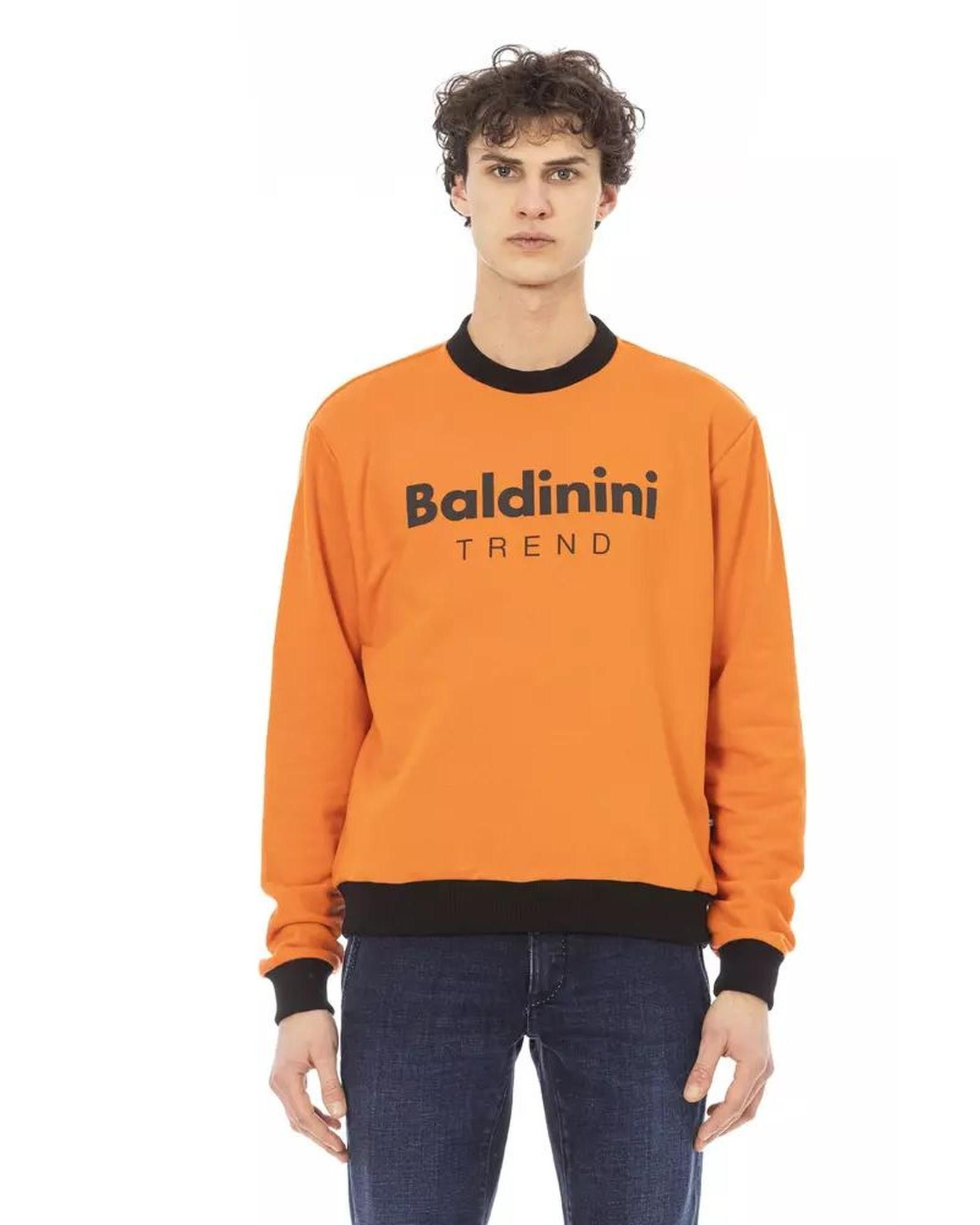 image of Baldinini Cotton Sweater With Long Sleeves And Front Logo in Orange, Men's (Size Medium)