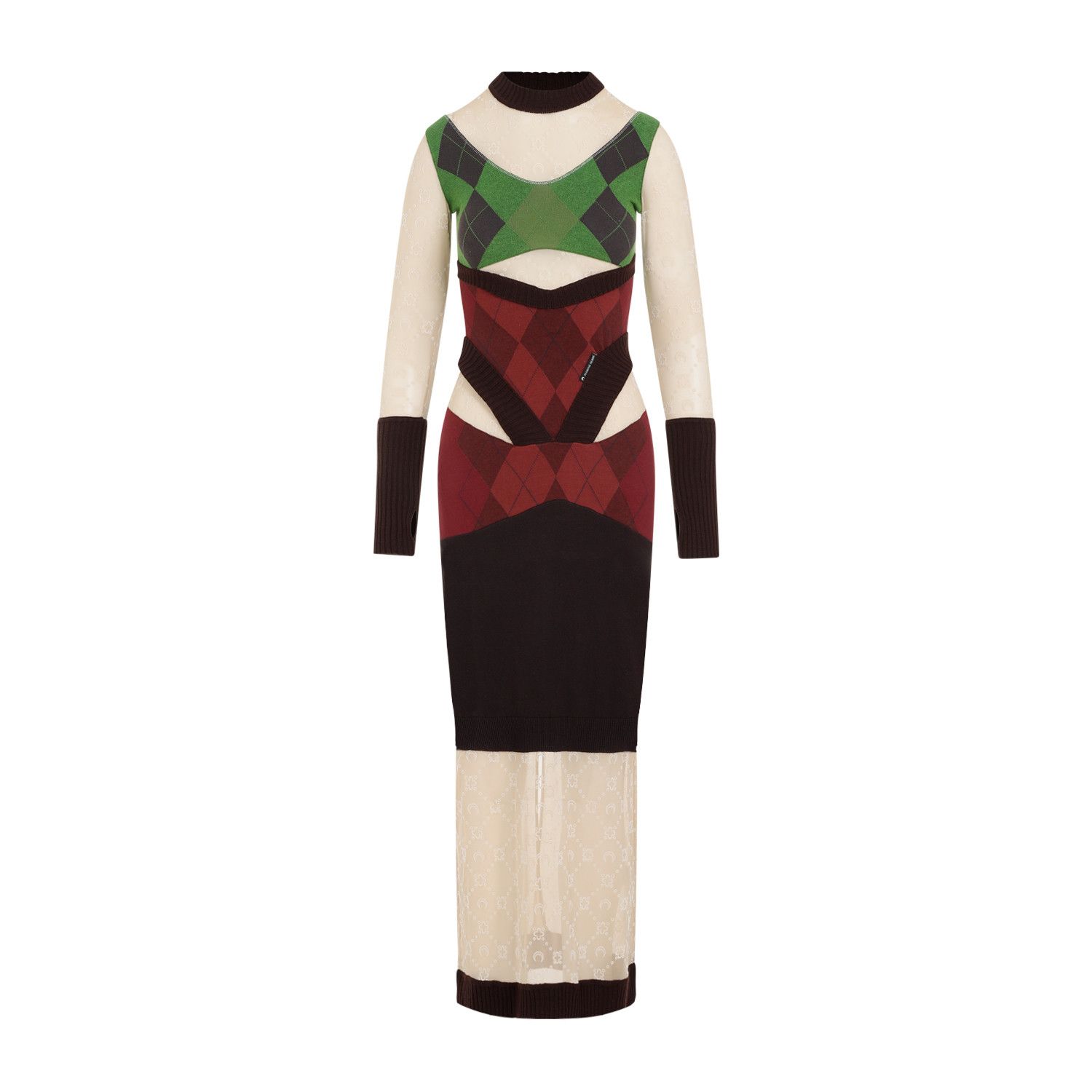 Marine Serre Regenerated Lozenge Knit Fitted Dress
