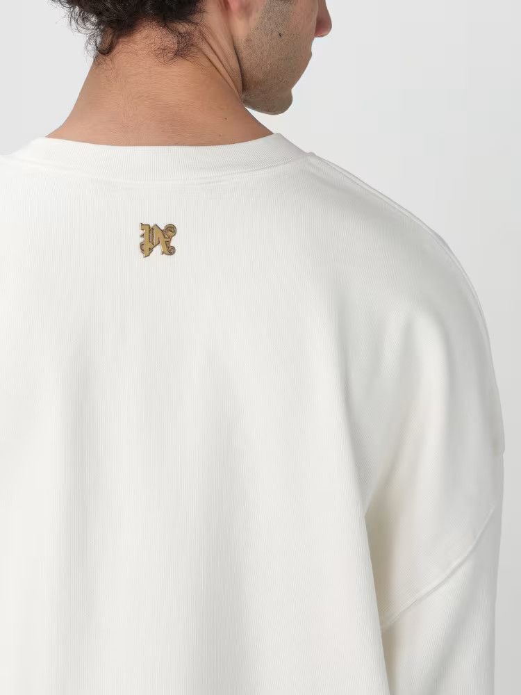 Palm Angels o1y0325 Logo Crewneck Sweatshirt in White Size US L / EU 52-54 / 3 - 3 Thumbnail