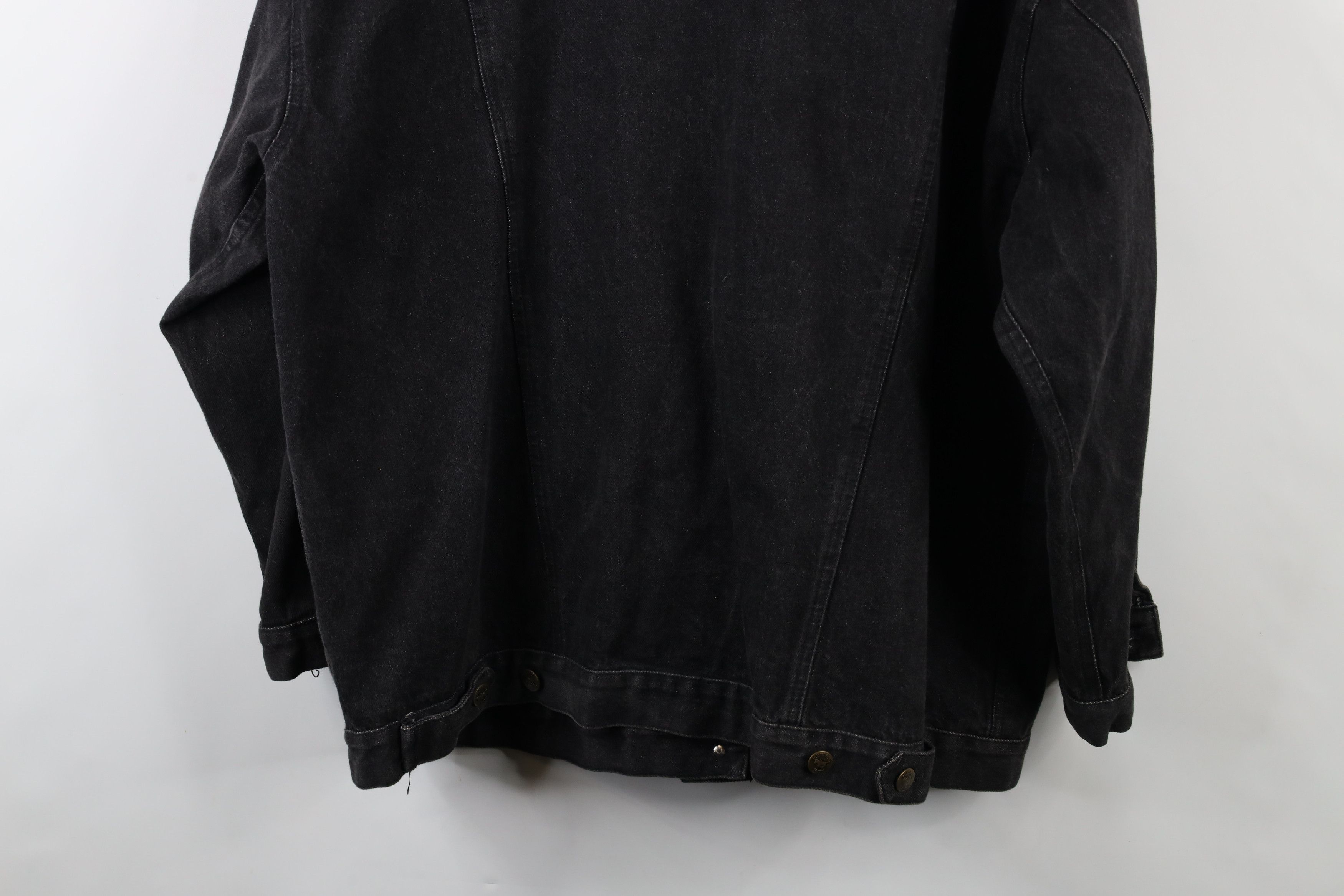 Vintage Vintage 90s Streetwear Baggy Denim Jean Trucker Jacket Black Size XL / US 12-14 / IT 48-50 - 16 Thumbnail