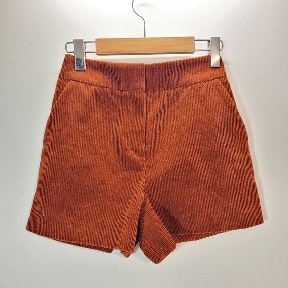 Maje Maje Velvet Corduroy High Rise Orange Brown Shorts - 34 Size 24" / US 00 / IT 34 - 1 Thumbnail