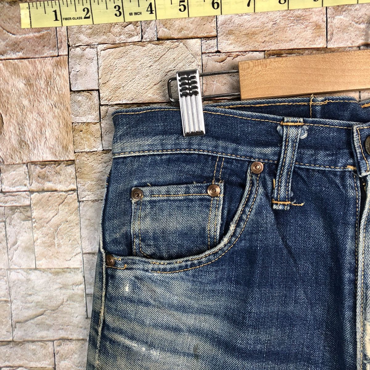 Big John Big John selvedge vintage Blue Distressed Denim Pants #A345 Size US 31 - 8 Thumbnail