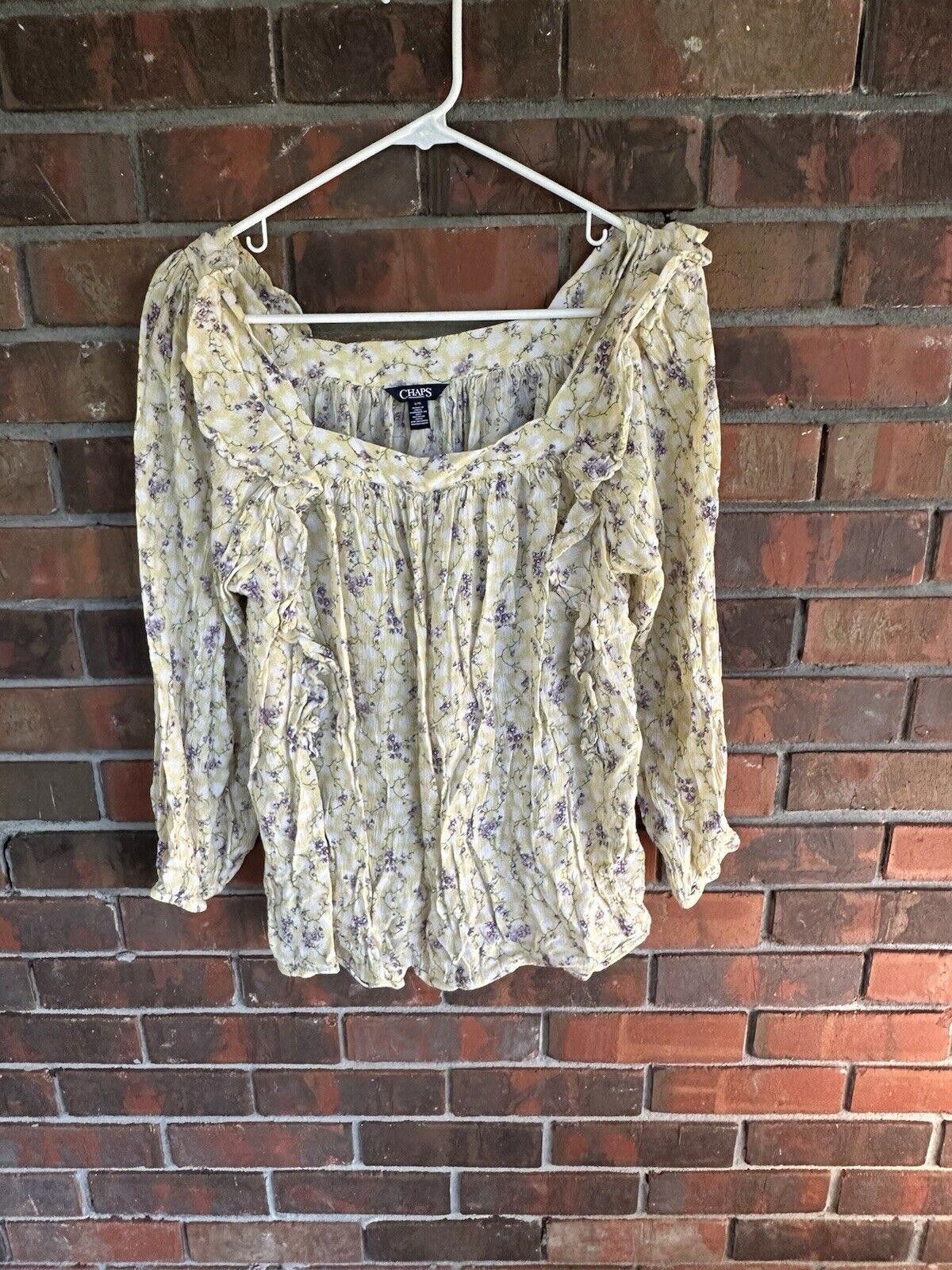 Chaps Women's Chaps Blouse Large Cottage Core Peasant Yellow Size M / US 6-8 / IT 42-44 - 2 Thumbnail