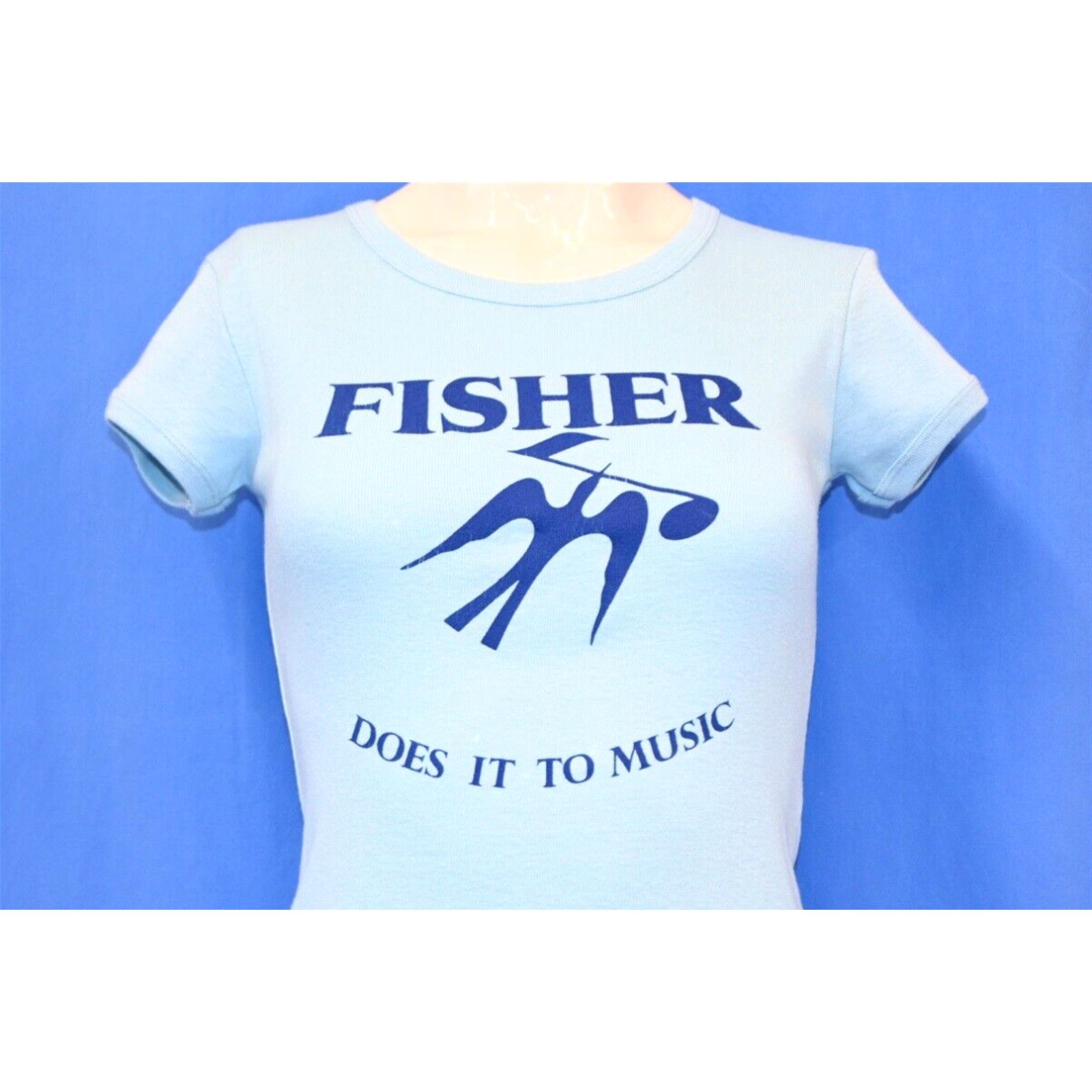 image of Vintage 70's Fisher Does It To Music Audio Electronics Nyc Women's T-Shirt Xs in White