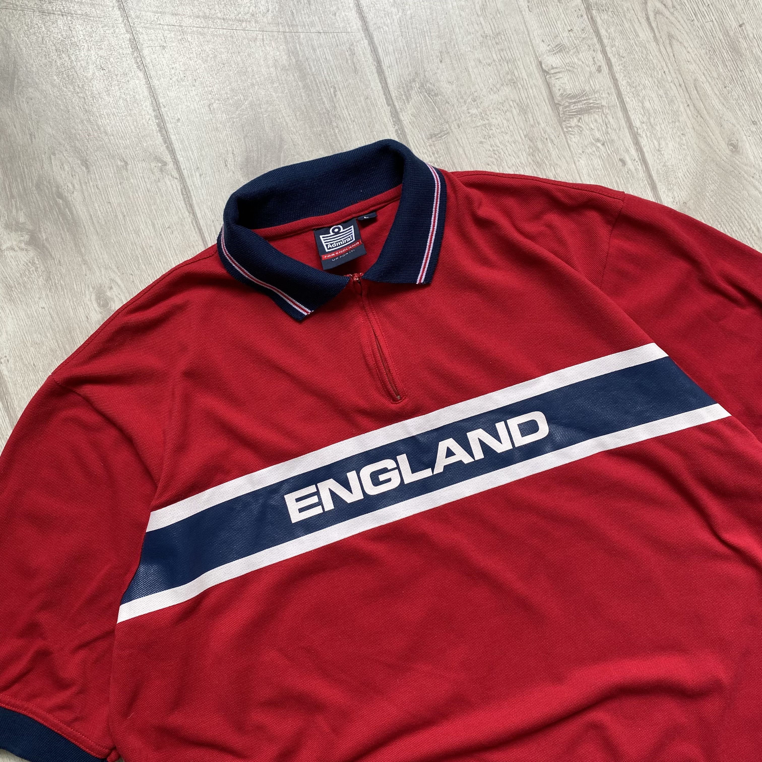 Reebok ⚽️ Vintage 90s England Union Soccer Boxy Polo Jersey Admiral Size US L / EU 52-54 / 3 - 2 Thumbnail