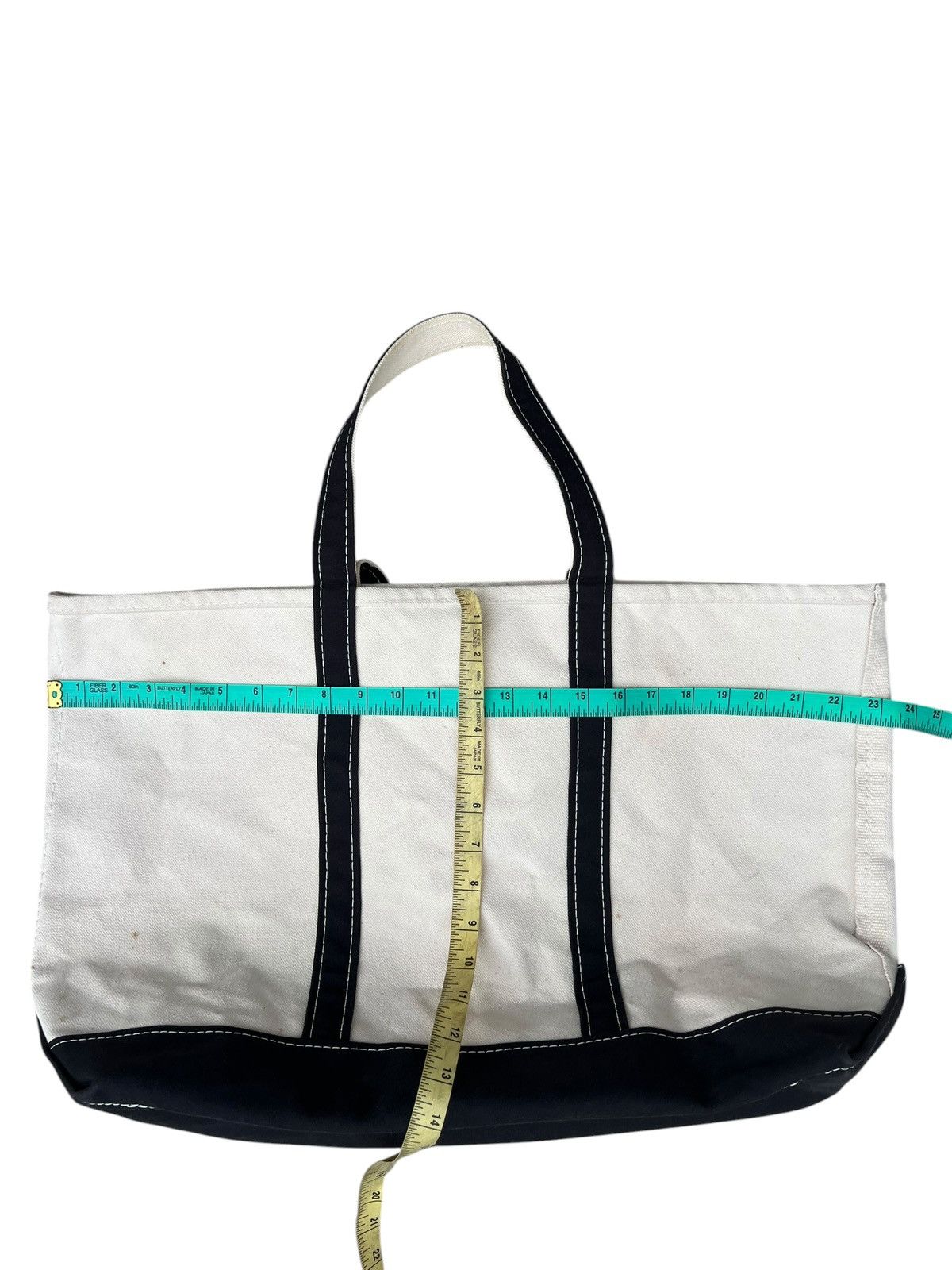 L.L. Bean 80s L.L. Bean Cotton Canvas White Black Big Tote Bag Size ONE SIZE - 2 Thumbnail