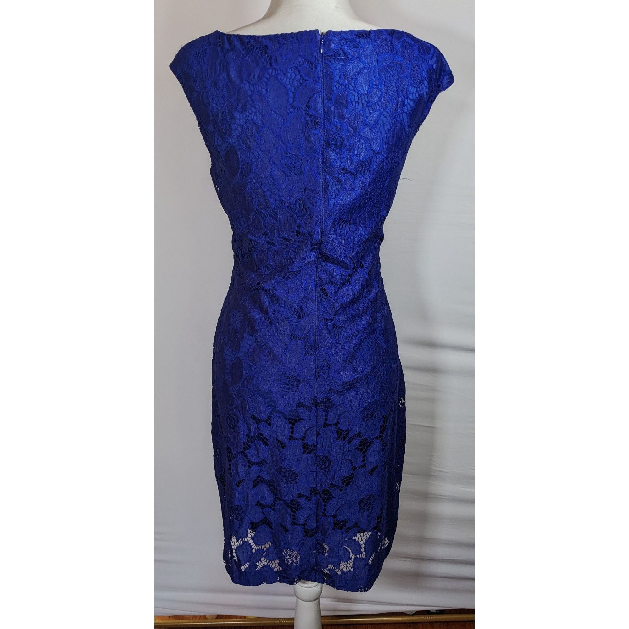 Chaps Chaps Preppy Blue Floral Lace Knee Length Dress Size M / US 6-8 / IT 42-44 - 7 Thumbnail